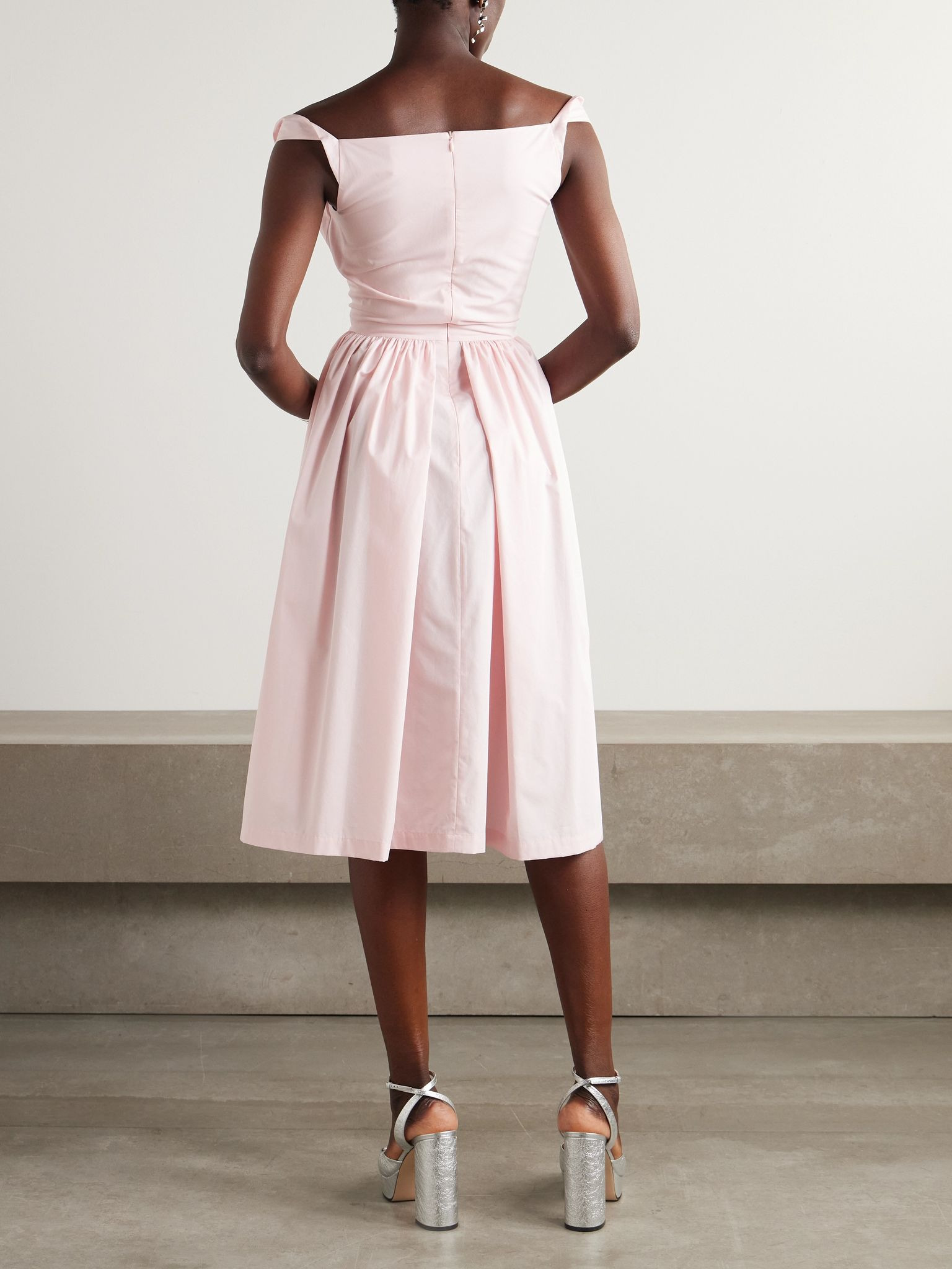 Sunday gathered cotton-poplin midi dress Pink - 3