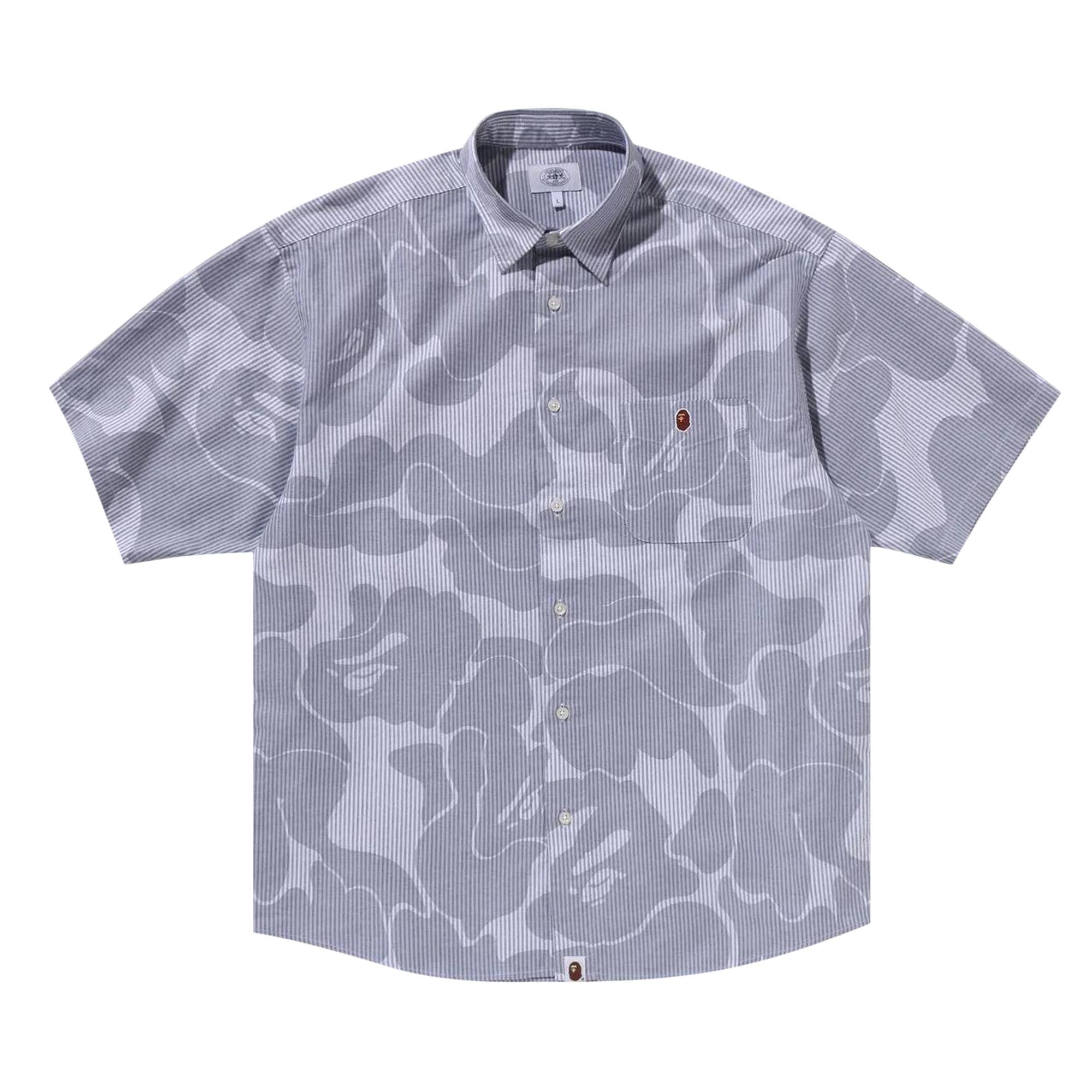 BAPE Stripe Camo Relaxed Fit Short-Sleeve Shirt 'Grey' - 1