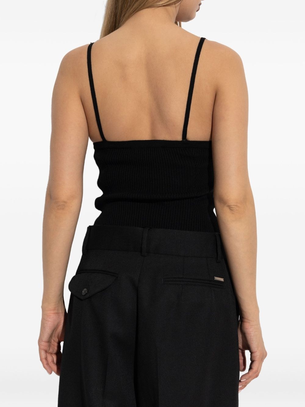 lace-trimmed ribbed top - 4