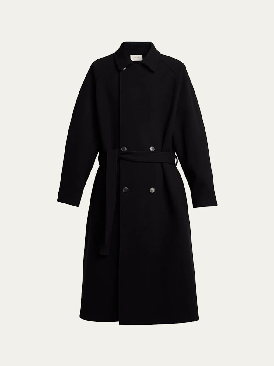 Men's Wool Belted Double-Breasted Coat - 1