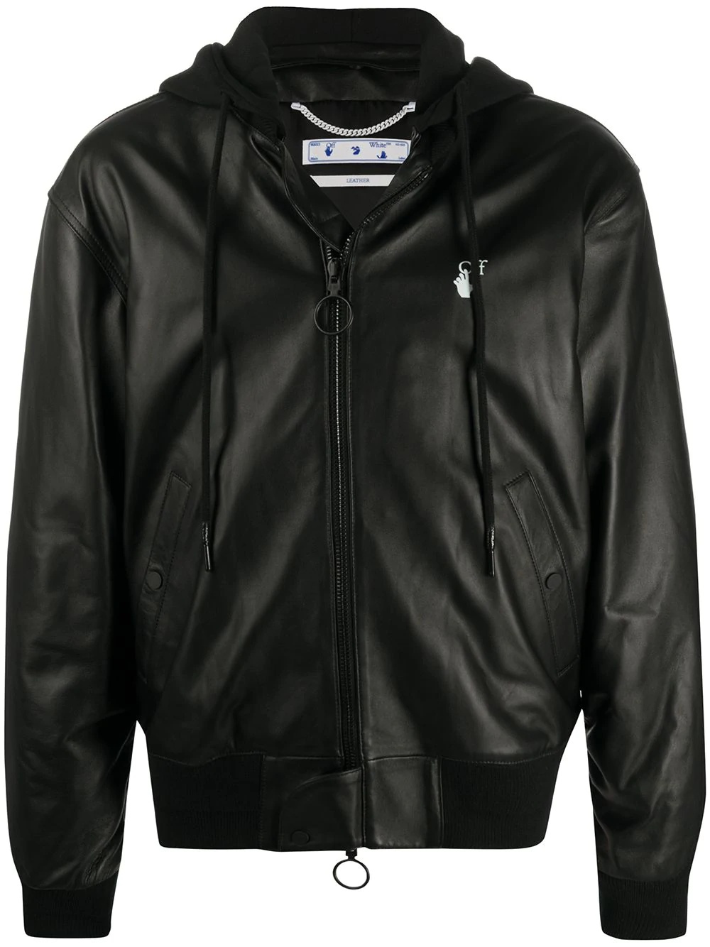 logo-print leather bomber jacket - 1