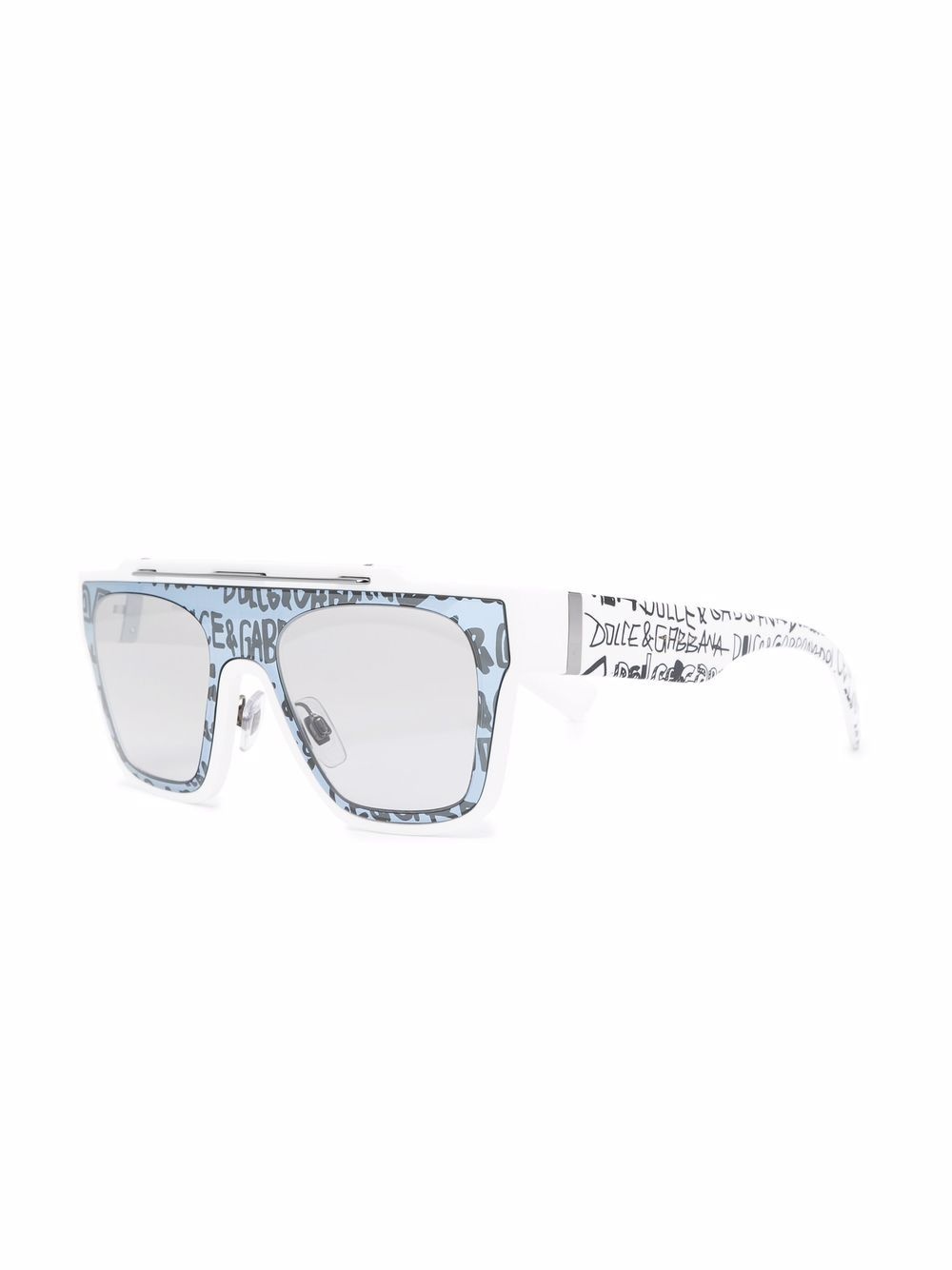 logo print square frame sunglasses - 2