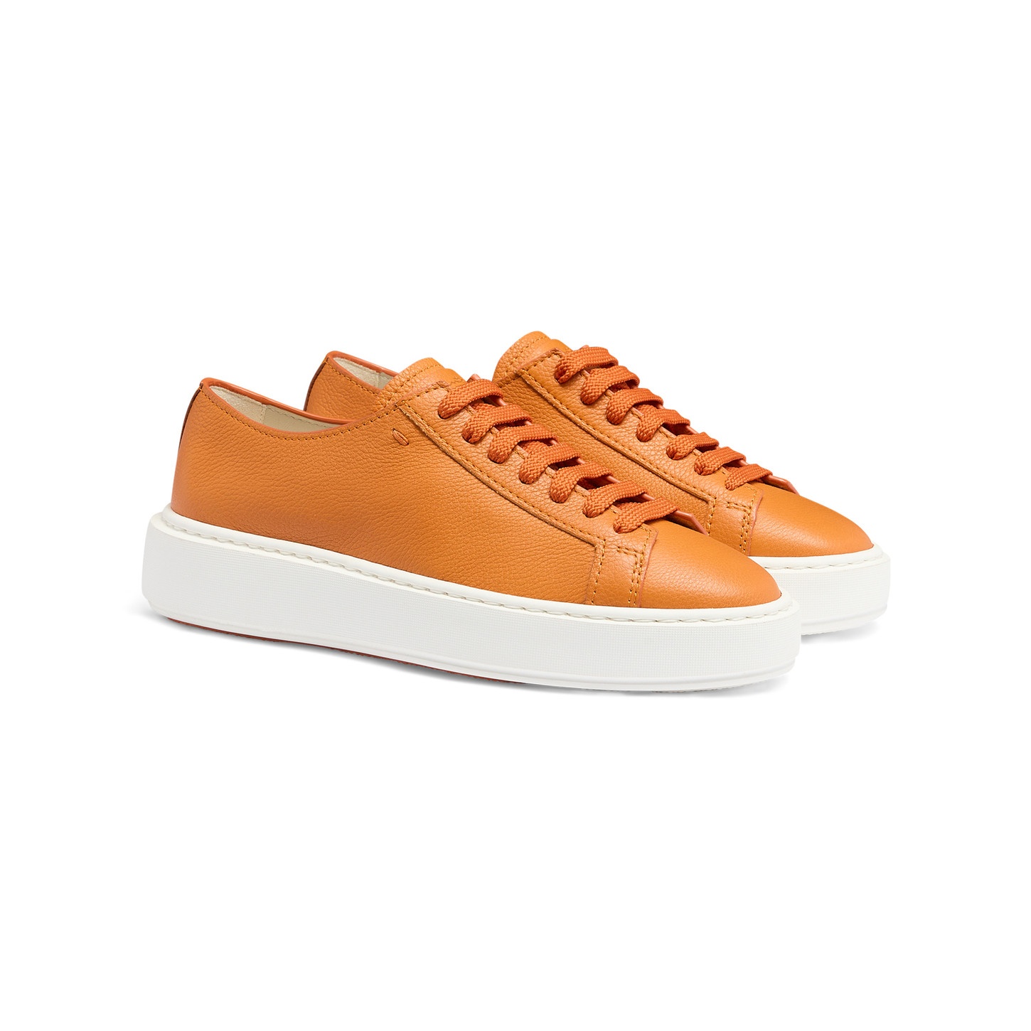 Women's orange tumbled leather sneaker - 3