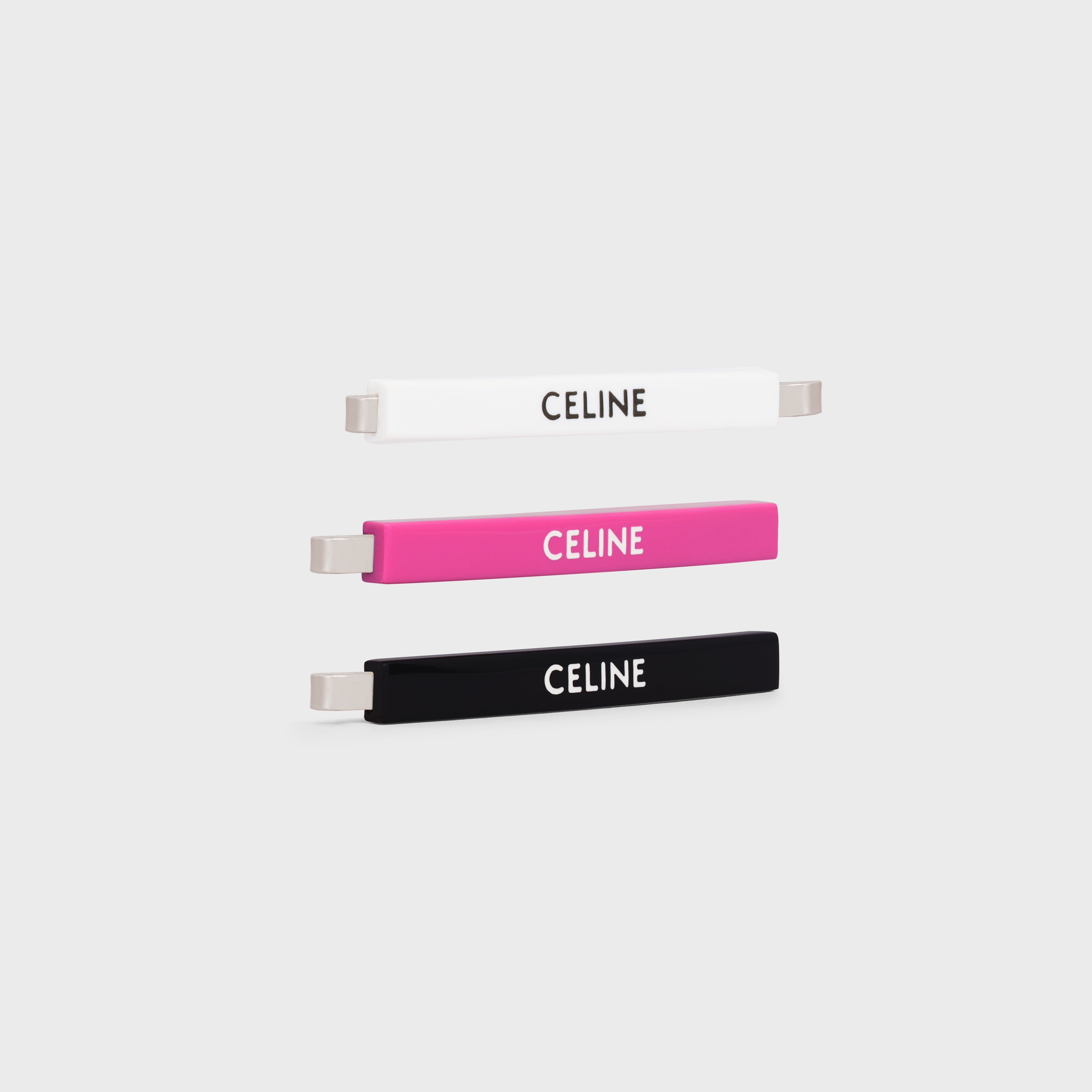 Celine Monochroms Set of 3 Hair Clips in Acetate and Steel - 2