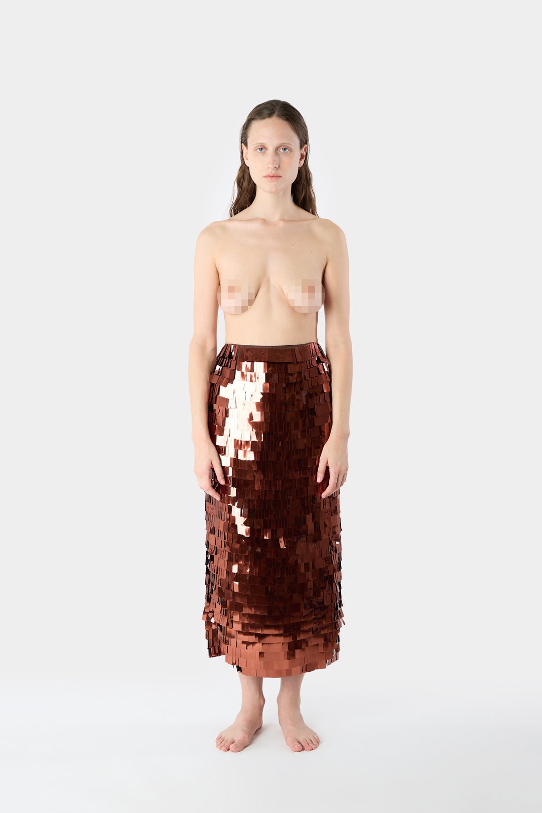 LONG SPLIT SKIRT / bronze - 1