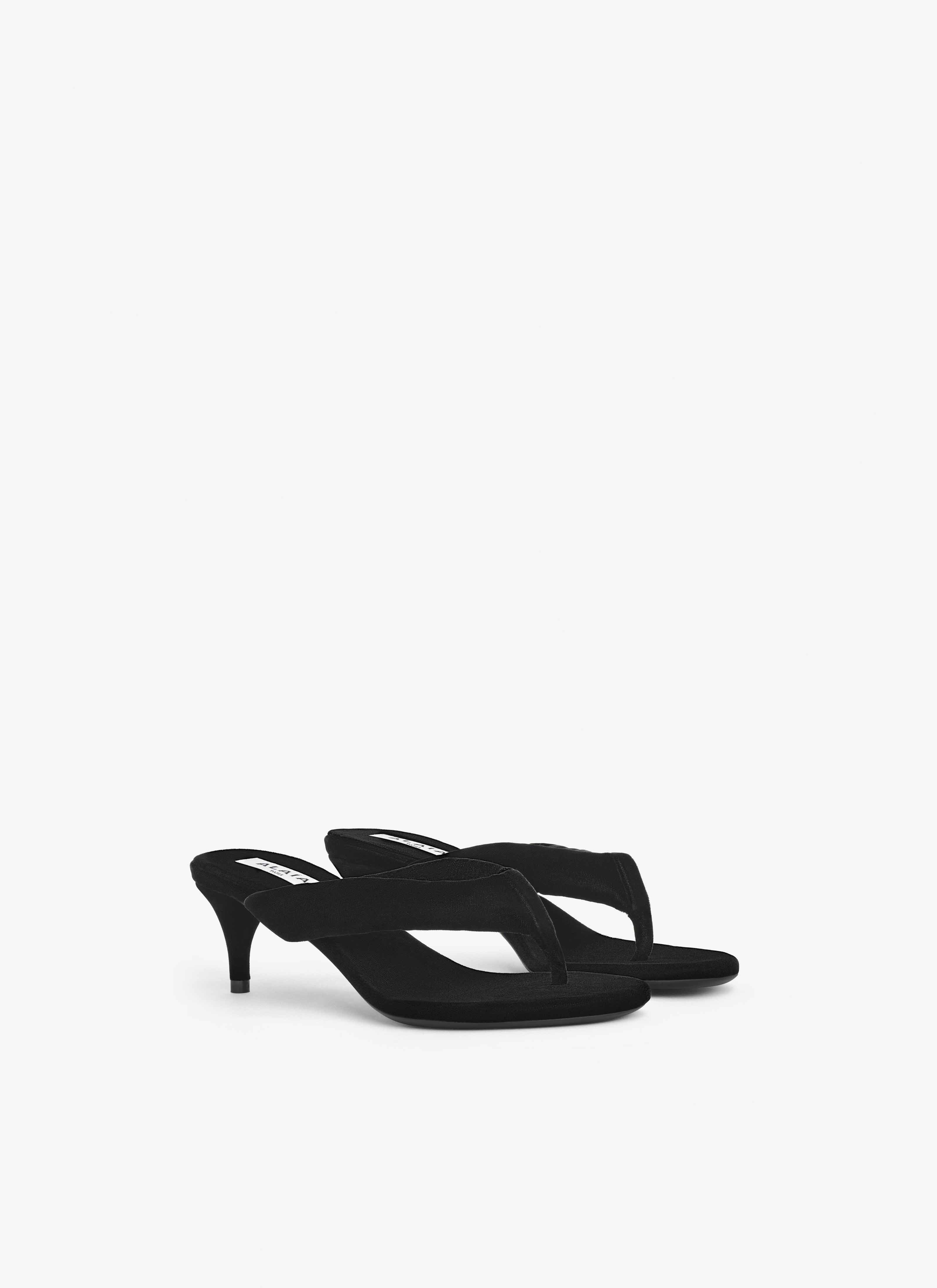 HEEL THONG MULES IN VELVET - 3