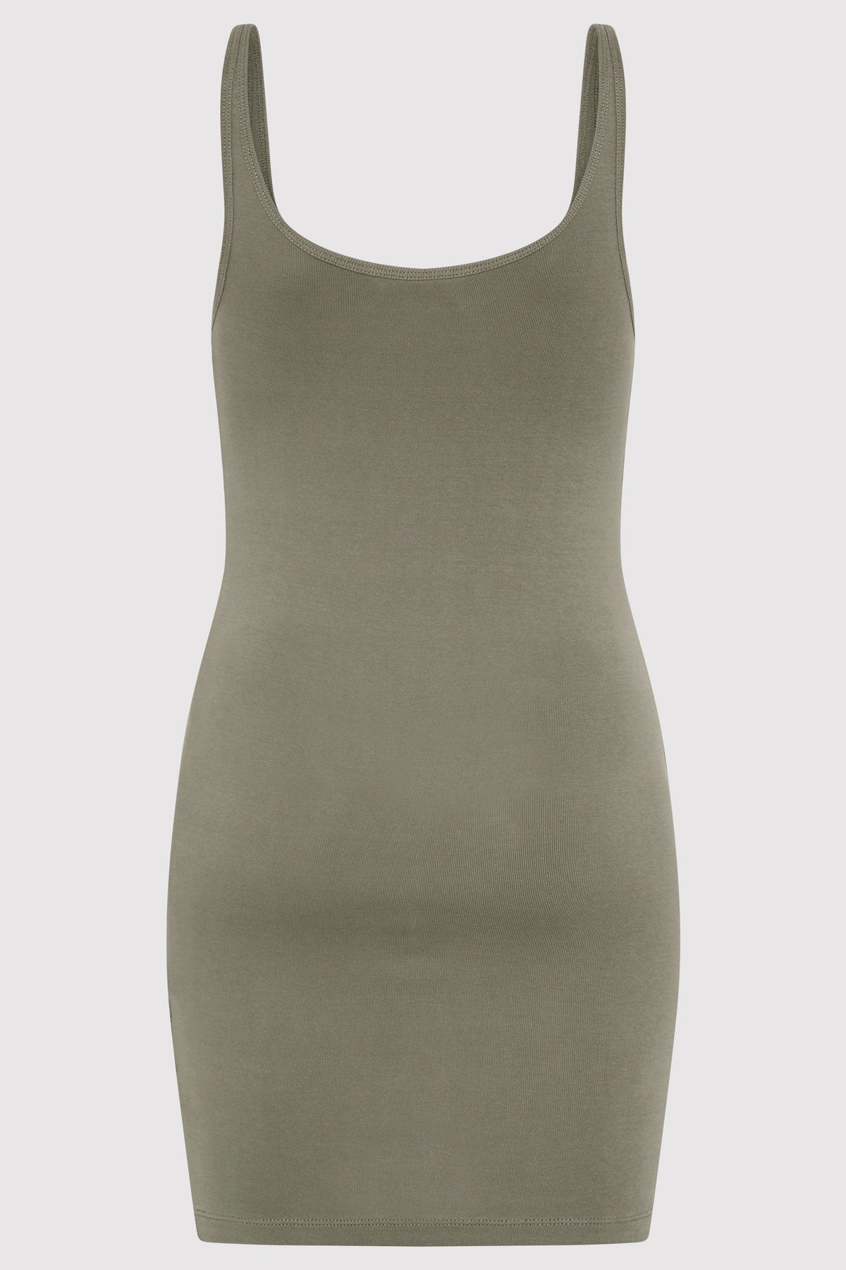 Organic Cotton Slip Dress - Smokey Olive - 7