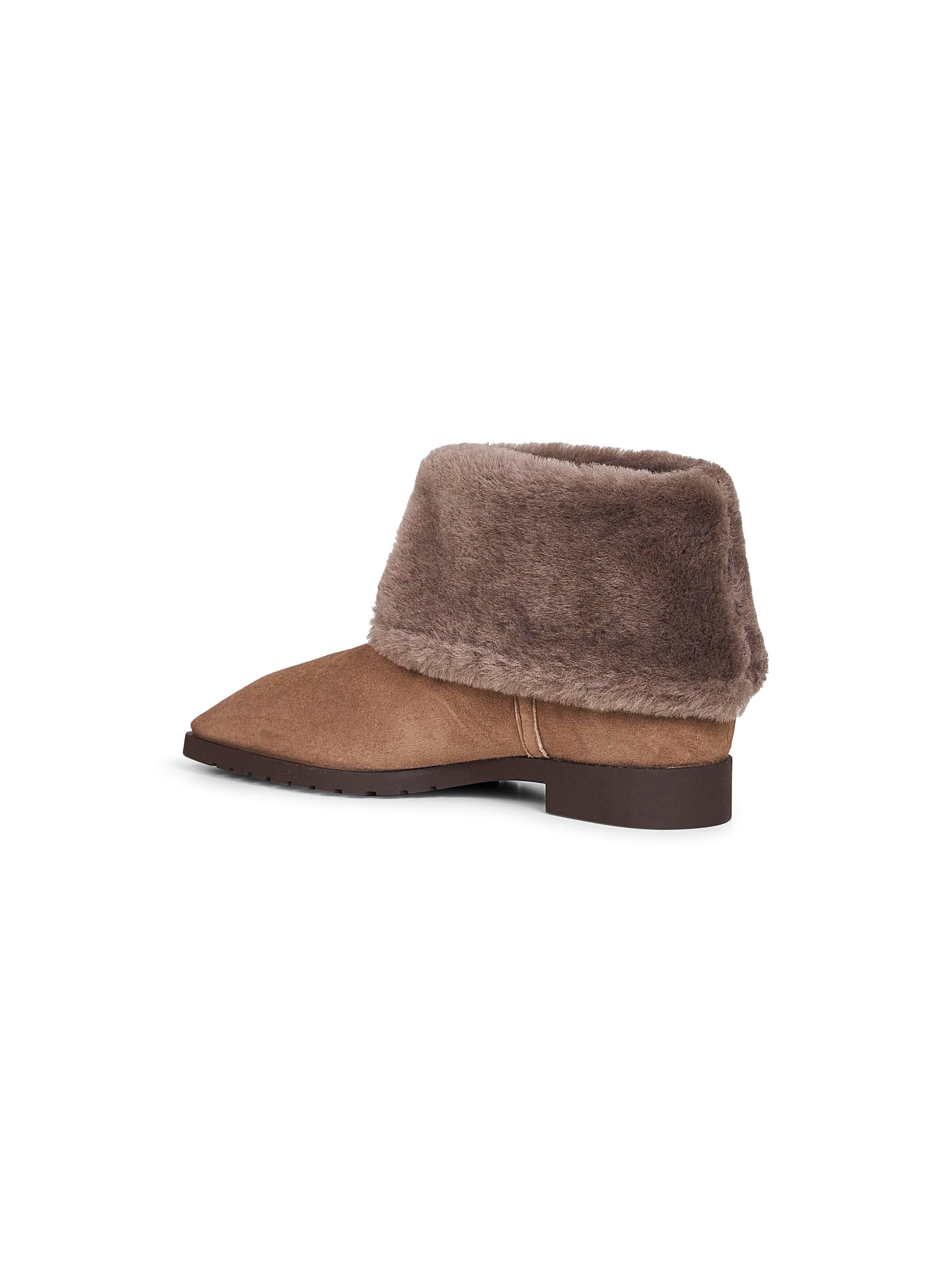 Toteme Women Brown Fold-Down Shearling Ankle Boots - 3