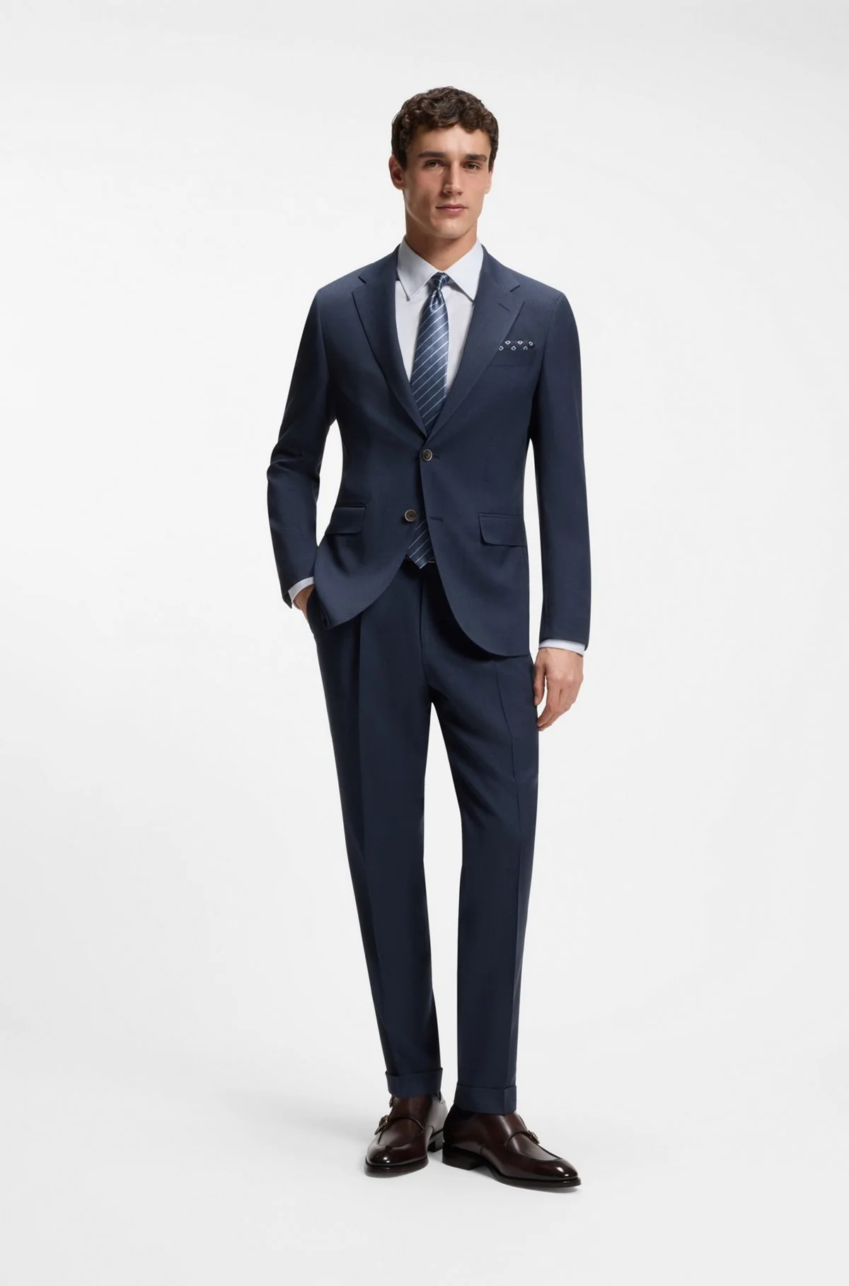 TWO-PIECE SLIM-FIT SUIT IN WOOL AND SILK - 1