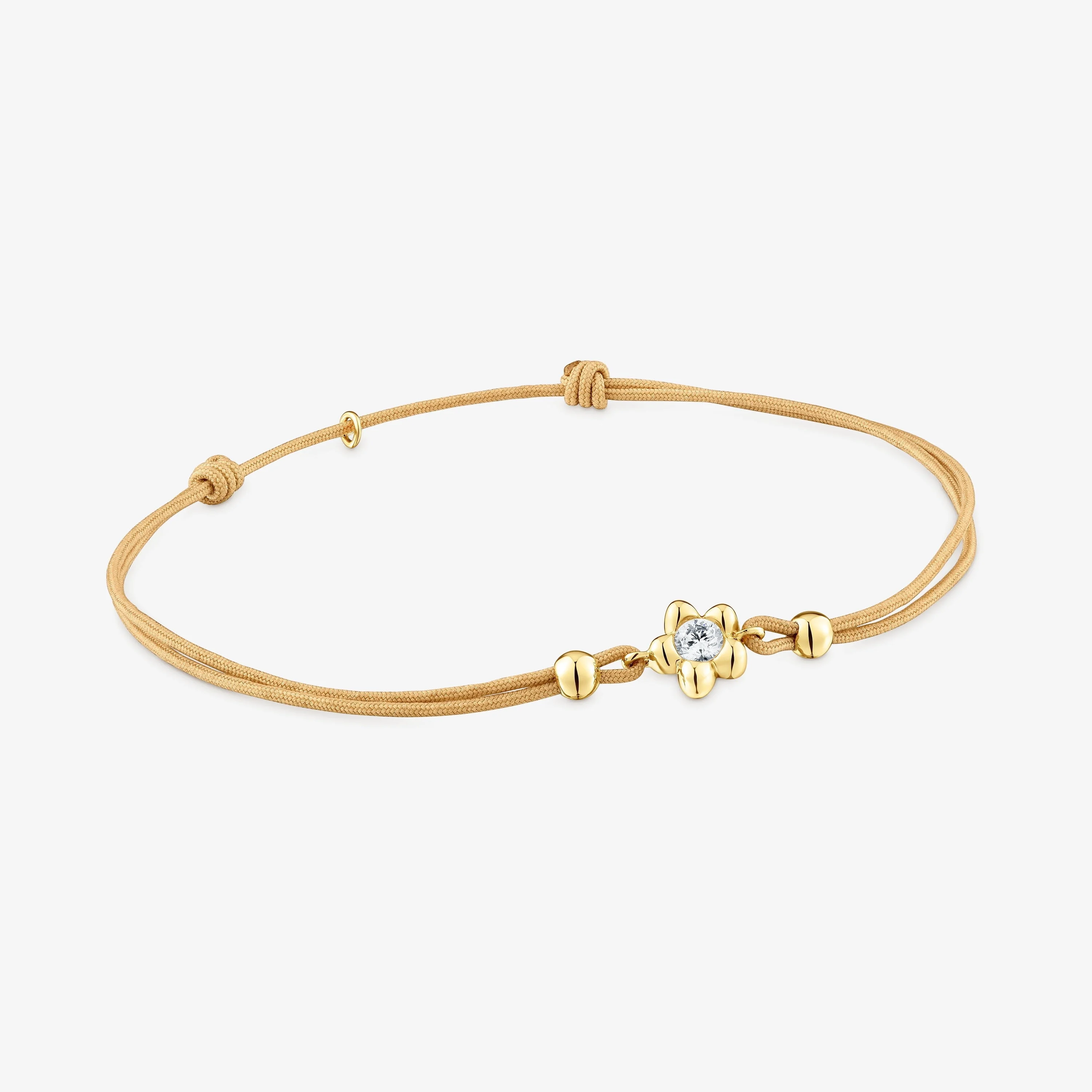 18K solid gold Bracelet with lab-grown diamond and camel-colored nylon TOUS Lili - 1