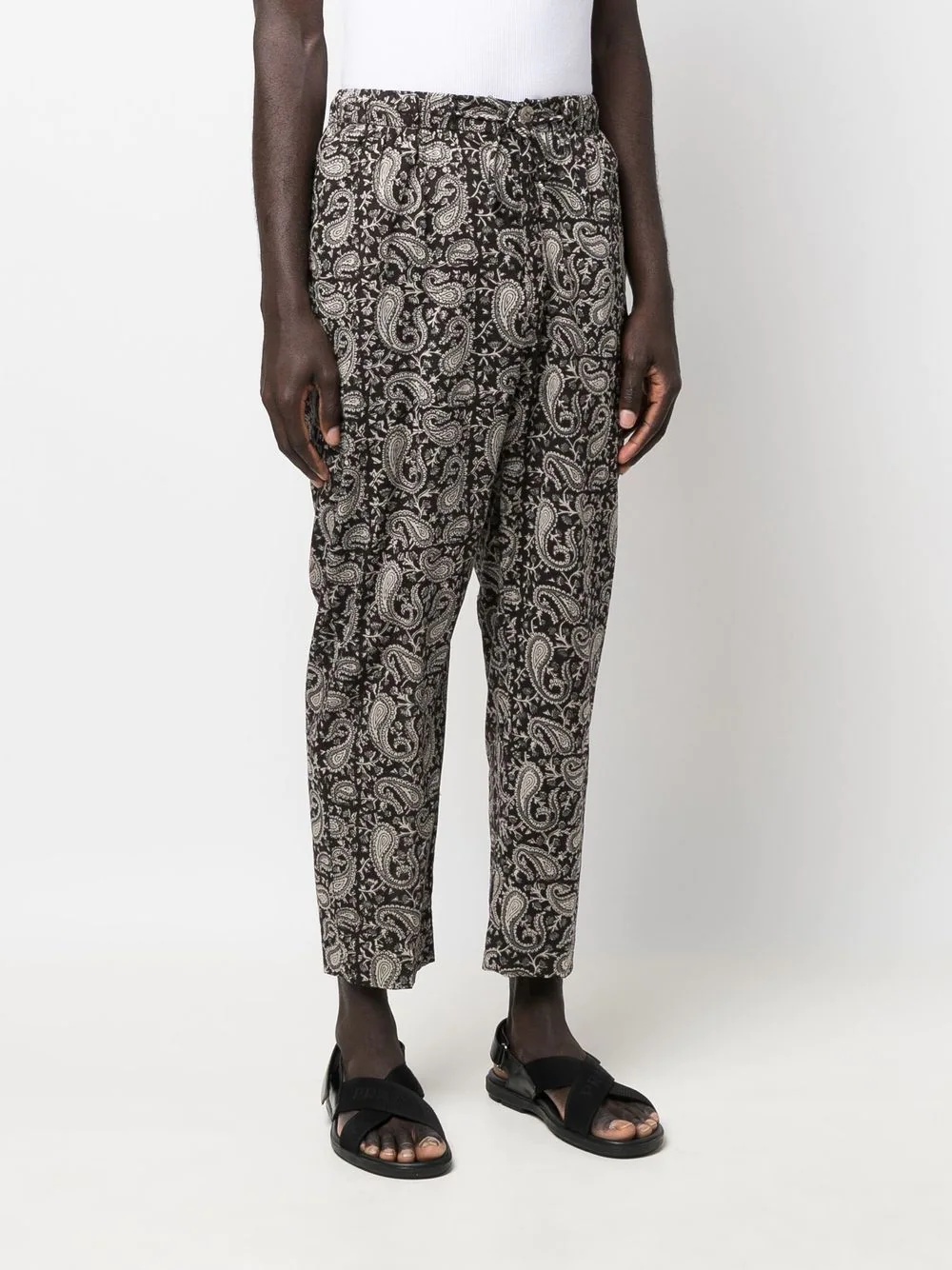 paisley-print organic-waist straight-leg trousers - 3