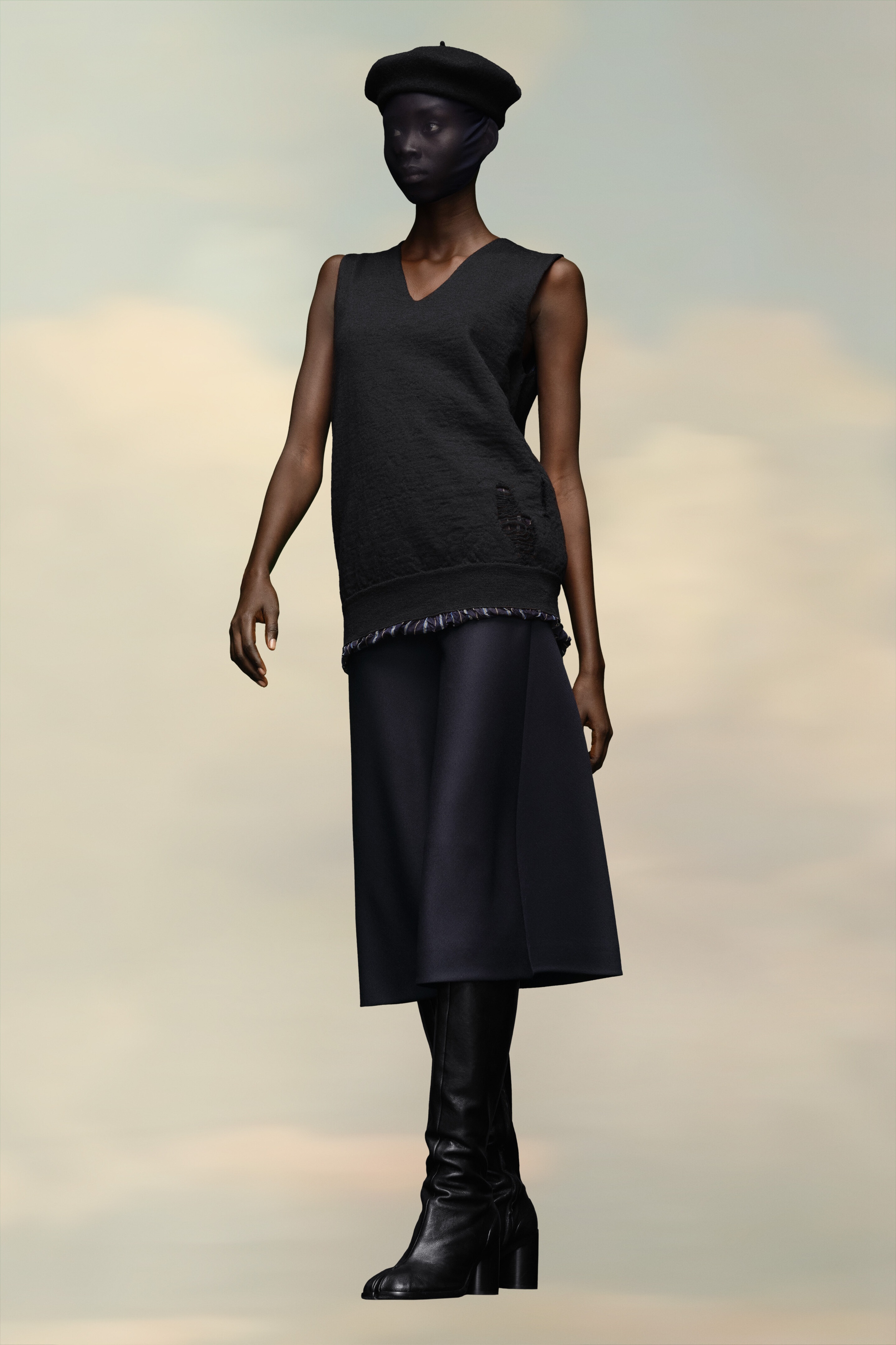 Distressed Sleeveless Sweater - 2