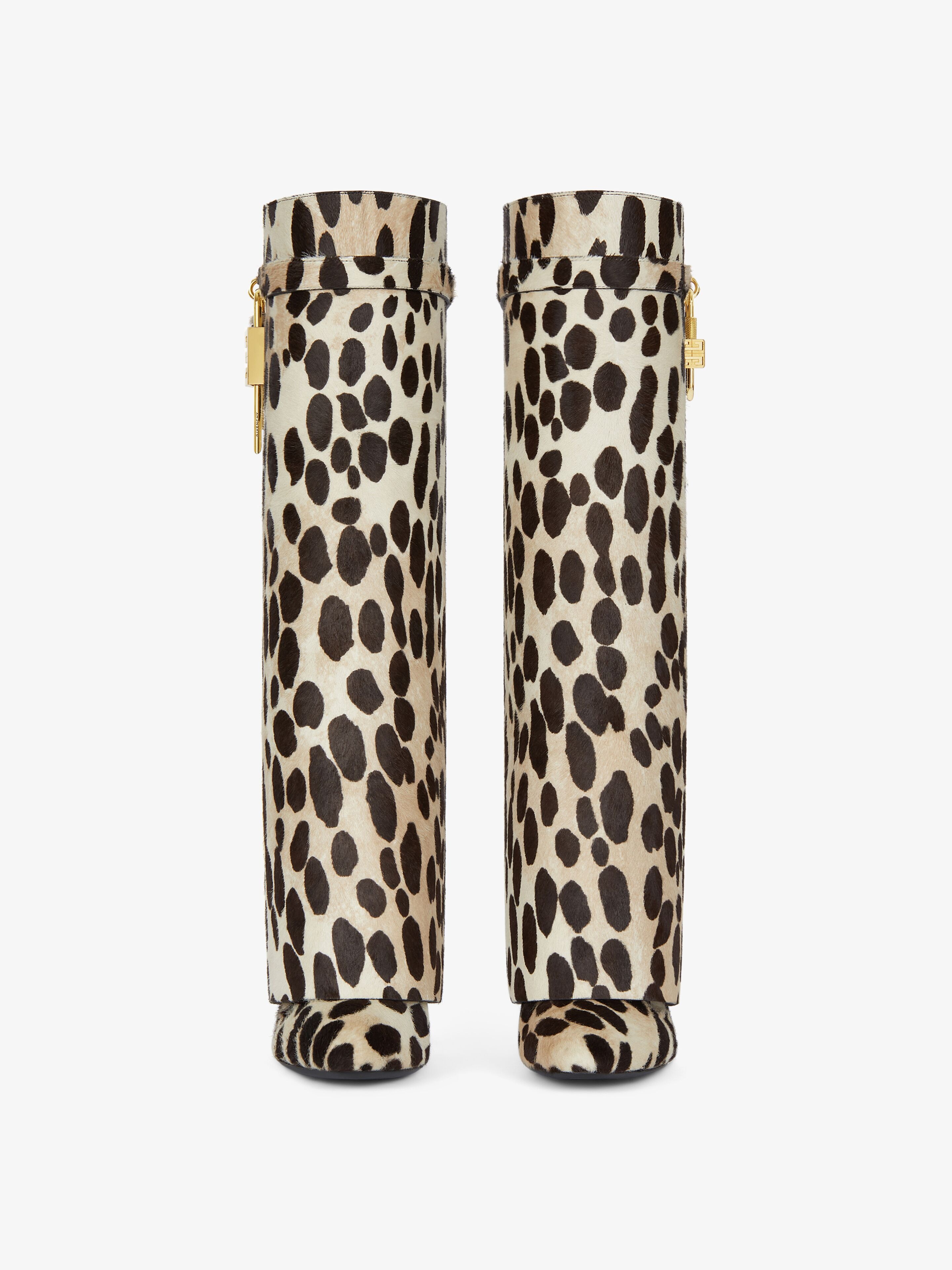 SHARK LOCK STILETTO BOOTS IN PONY WITH LEOPARD PRINT - 3