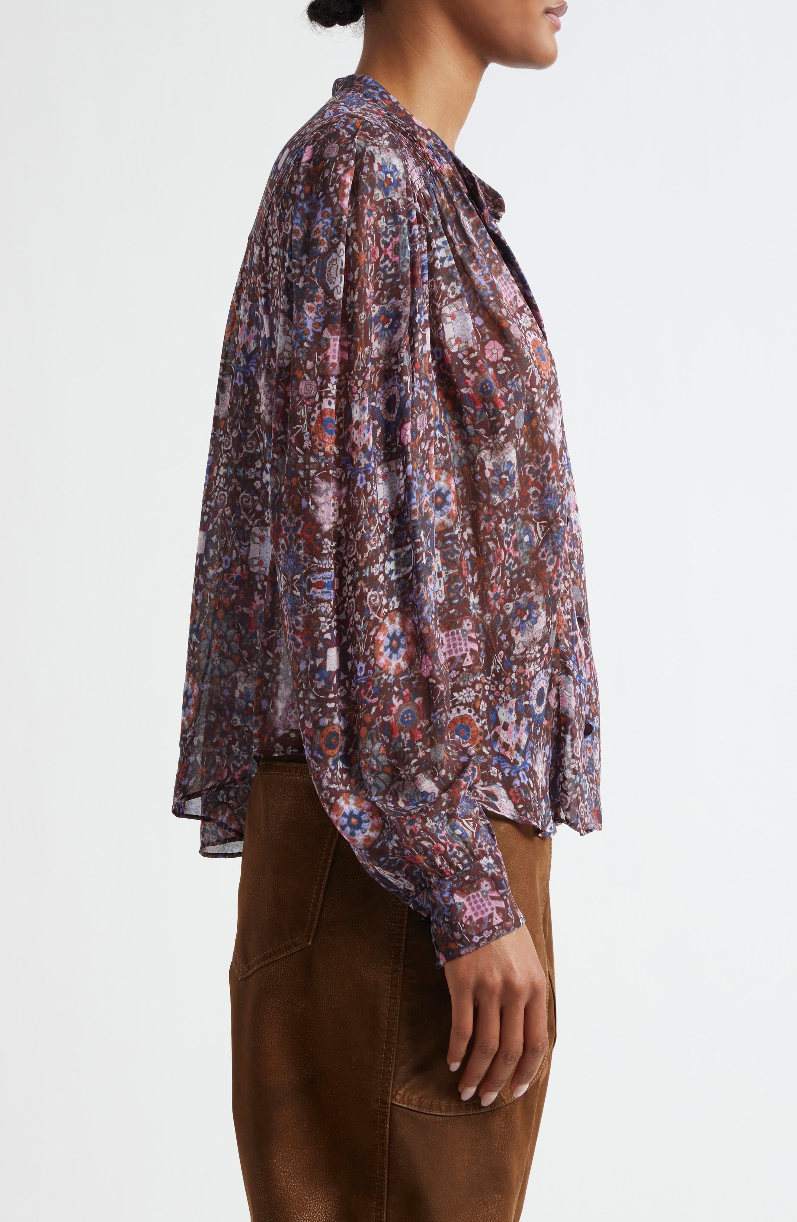 Isabel Marant Étoile Noeline Long Sleeve Button-Up Shirt in Plum at Nordstrom - 3