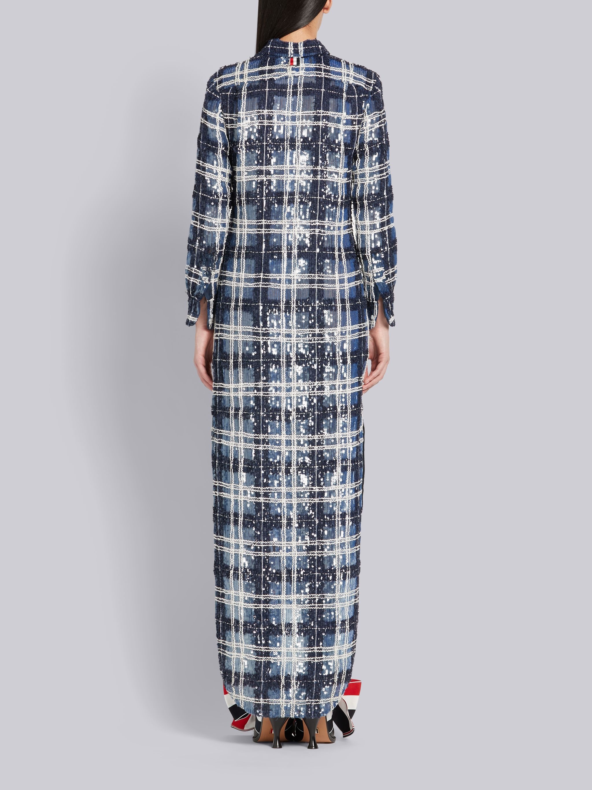 TB TARTAN SHEER SEQUIN SHIRTDRESS - 3