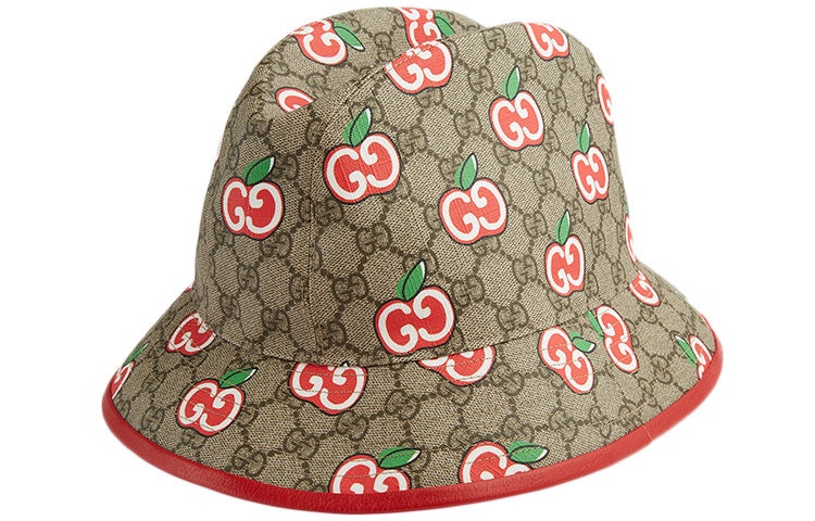 Gucci Canvas Fedora Hat With GG Apple Print 'Beige' 628445-4HL96-8474 - 2