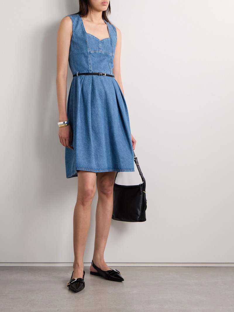 Givenchy Voyou Belted Pleated Satin-trimmed Denim Mini Dress outlook