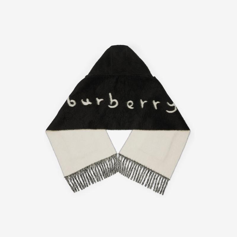 Logo Alpaca Wool Blend Hooded Scarf 4