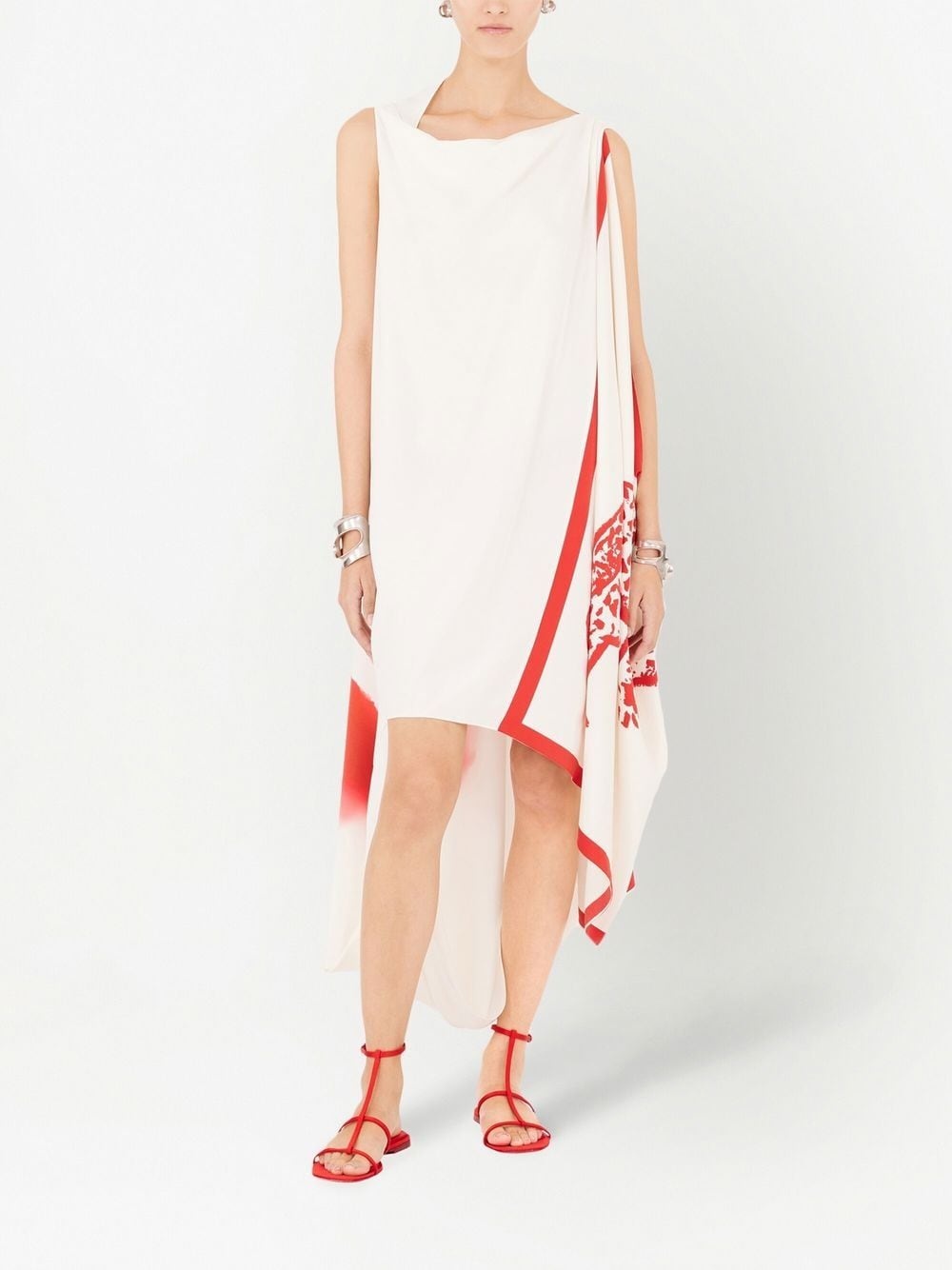 printed draped midi dress - 2