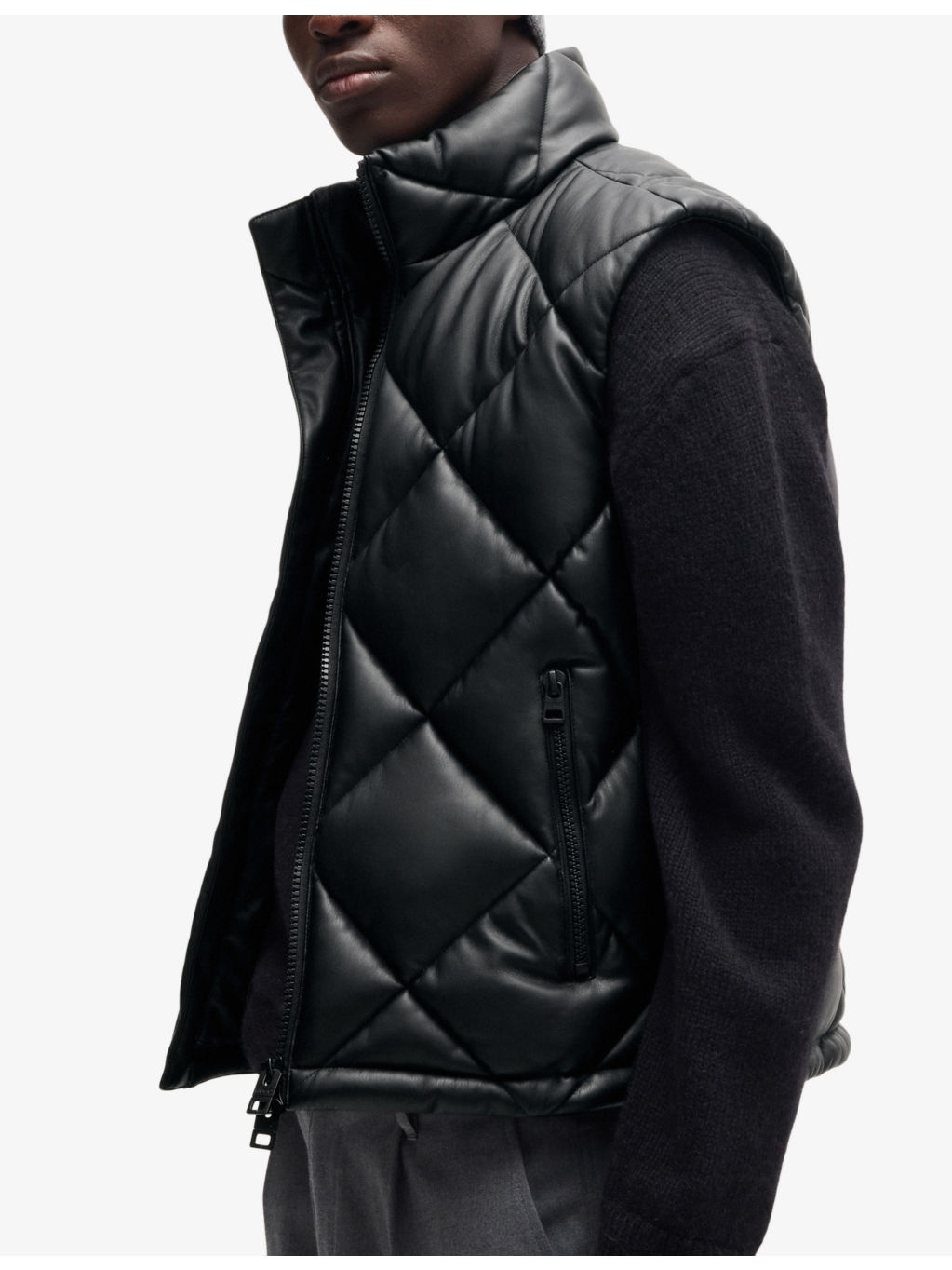 Funnel-neck quilted regular-fit shell gilet - 5