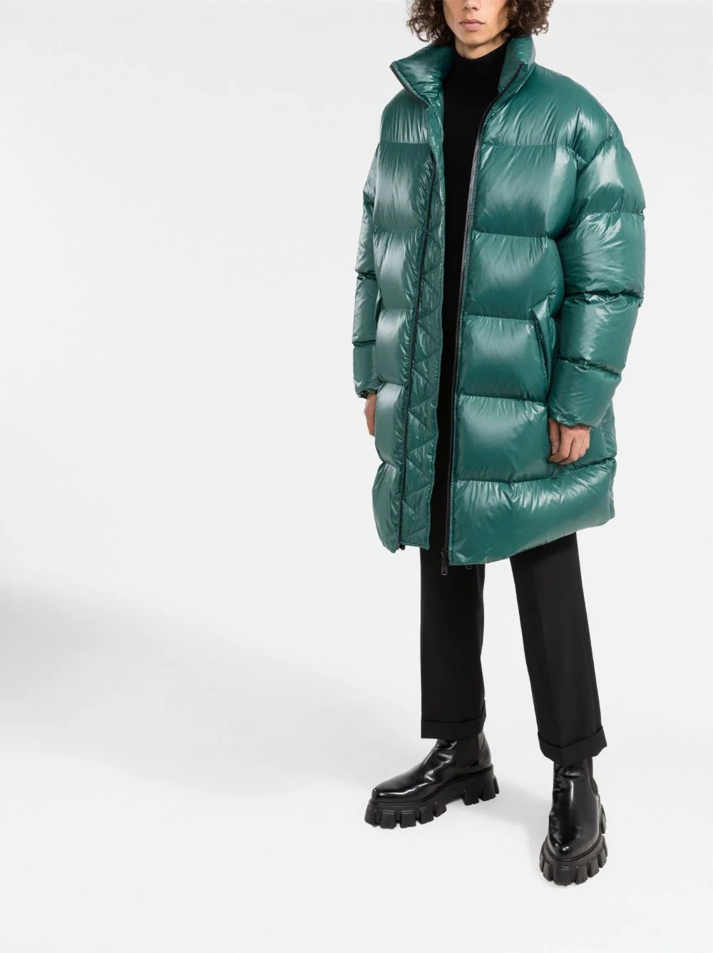 funnel neck padded coat - 2