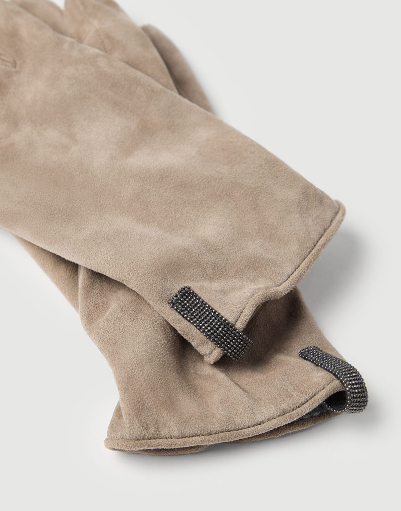 Brunello Cucinelli Suede gloves with monili outlook