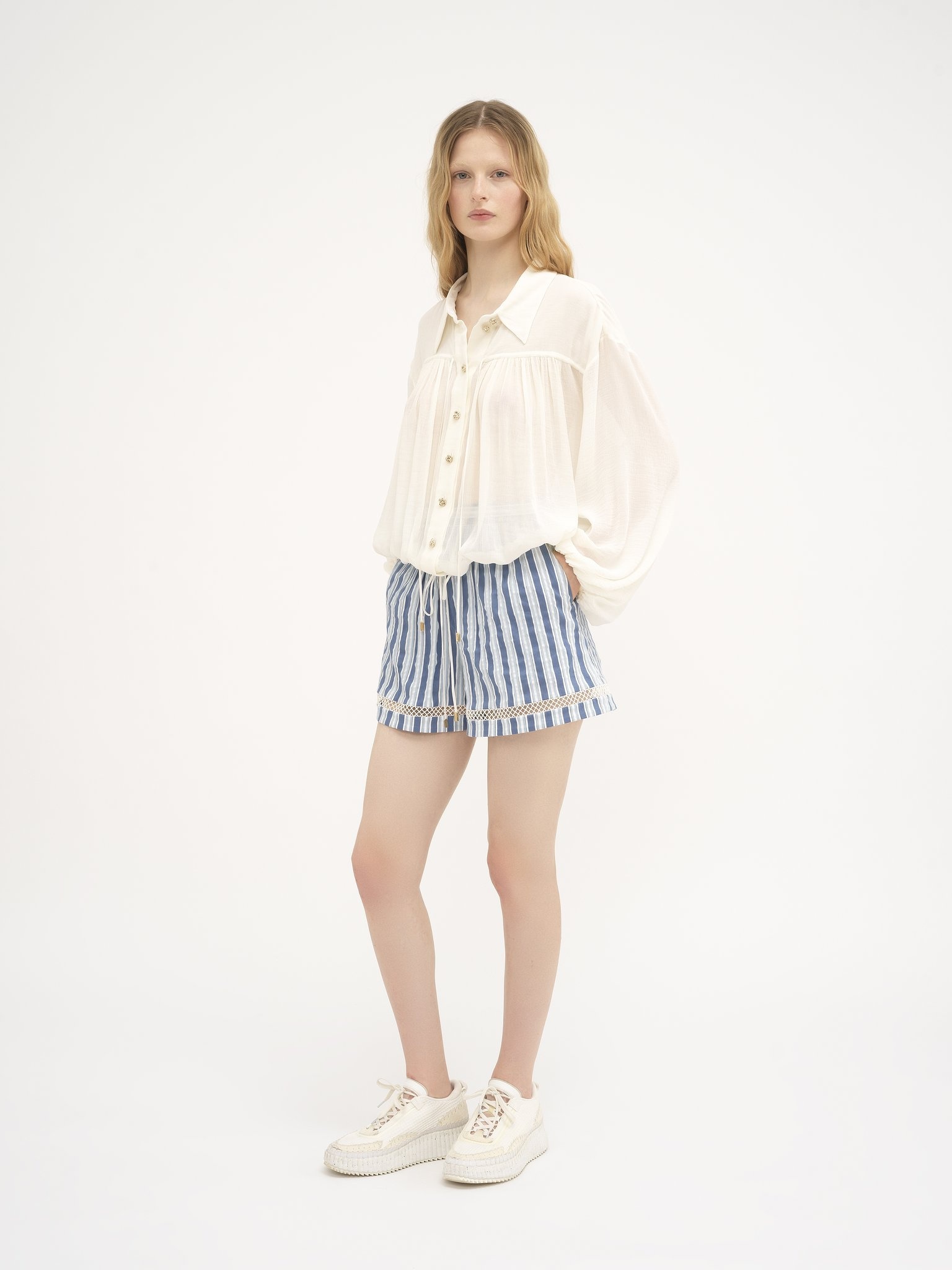 FLOWING GATHERED COTTON SHIRT - 4