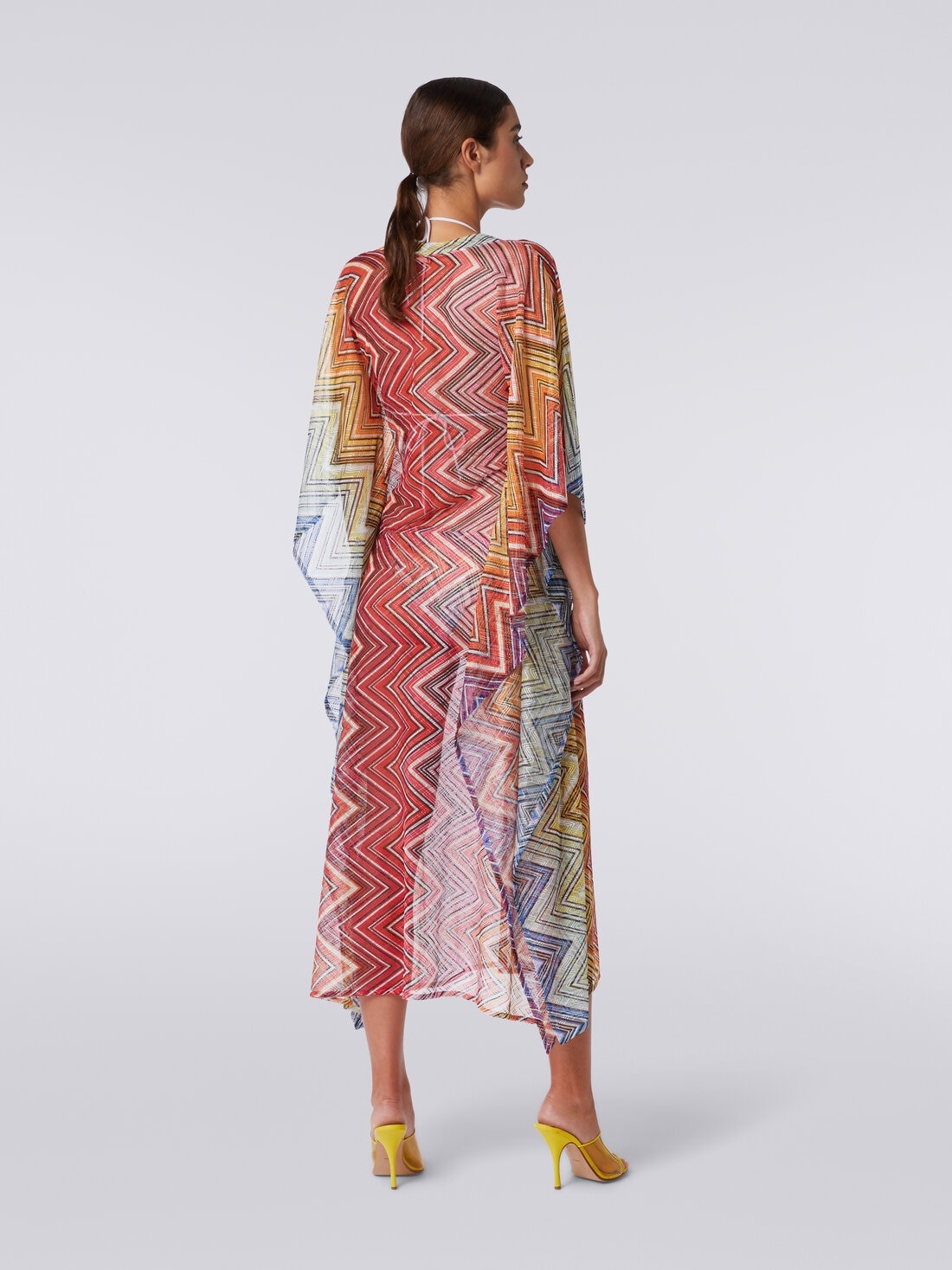 Long cover up kaftan in zigzag print fabric - 4