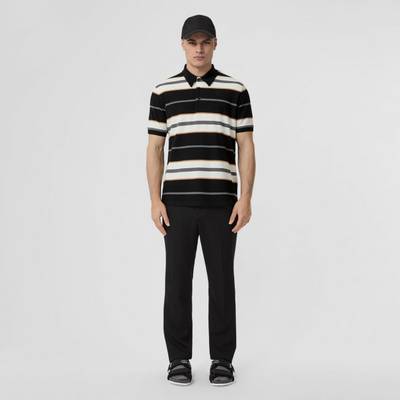 Burberry Striped Cotton Cashmere Polo Shirt outlook