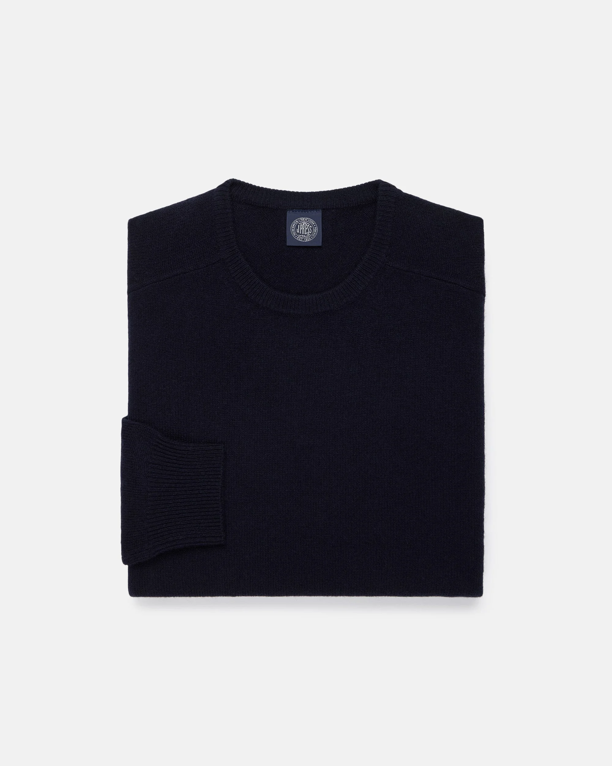 NAVY LAMBSWOOL CREWNECK SWEATER - 1