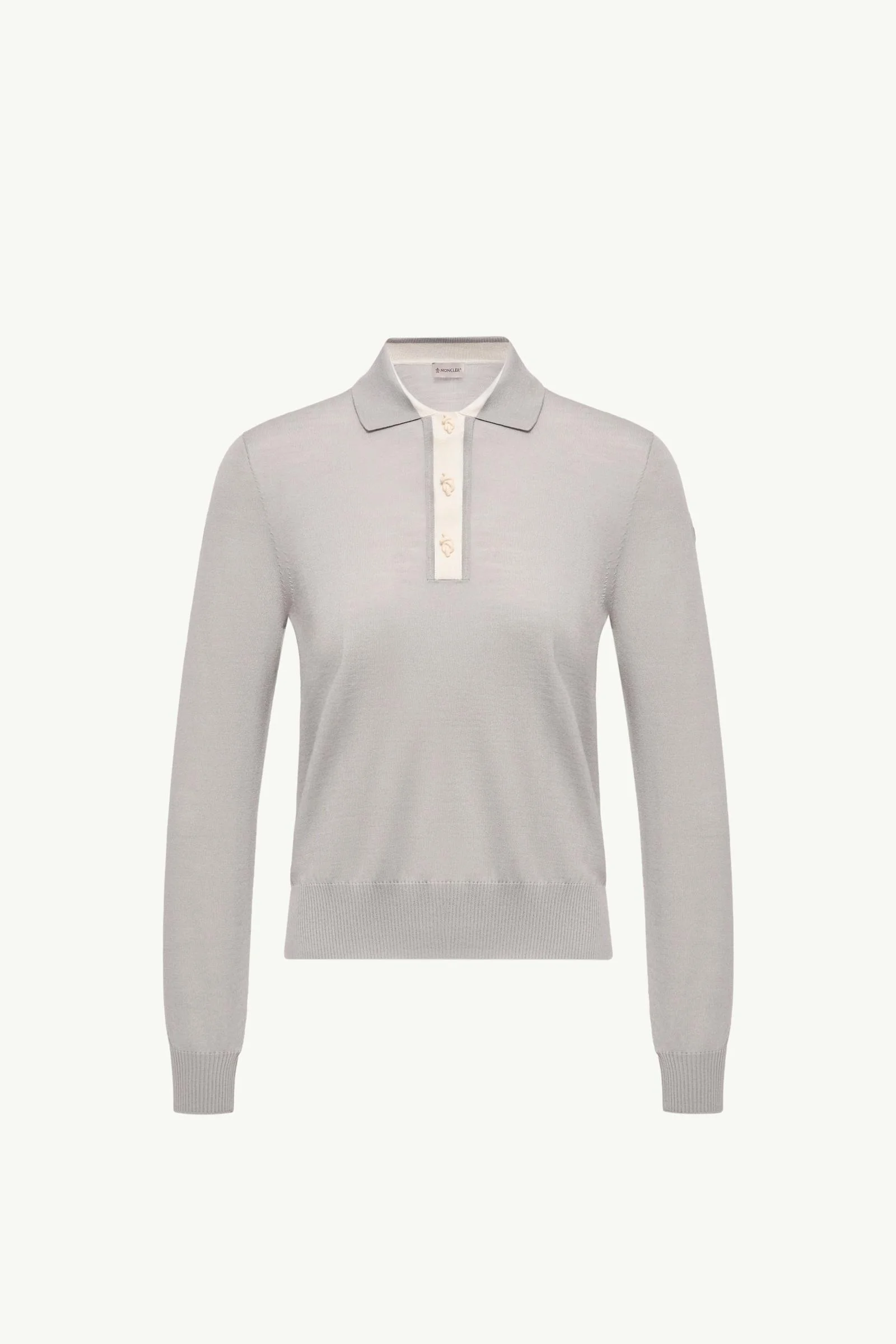 Wool Long Sleeve Polo Shirt - 1