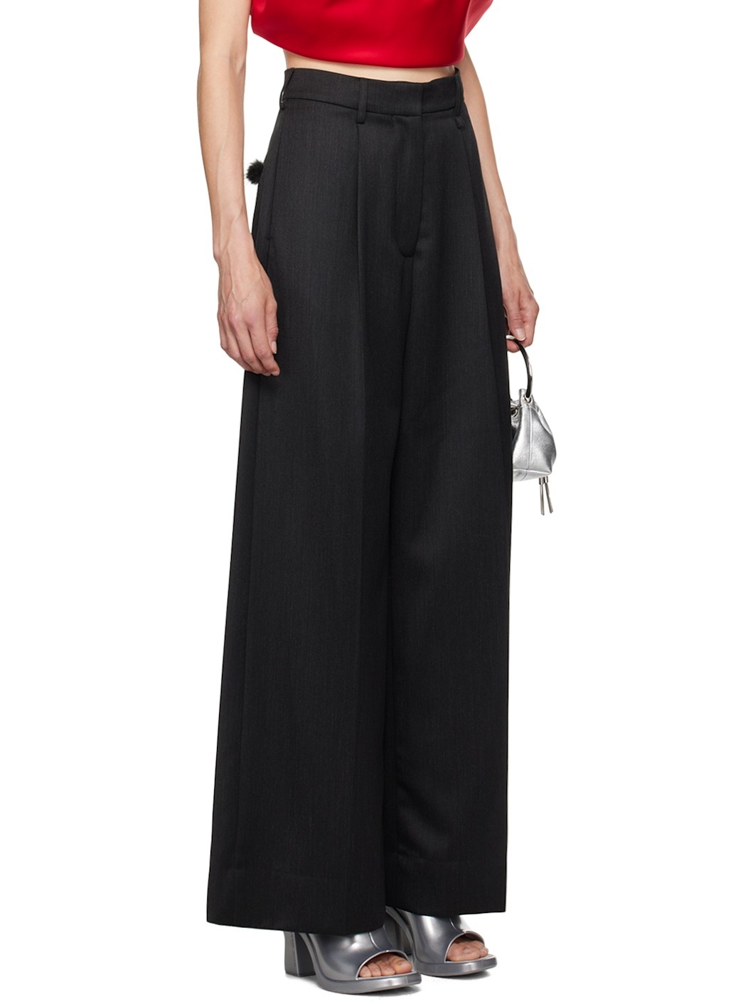 Gray Furry Welt Pocket Trousers - 2