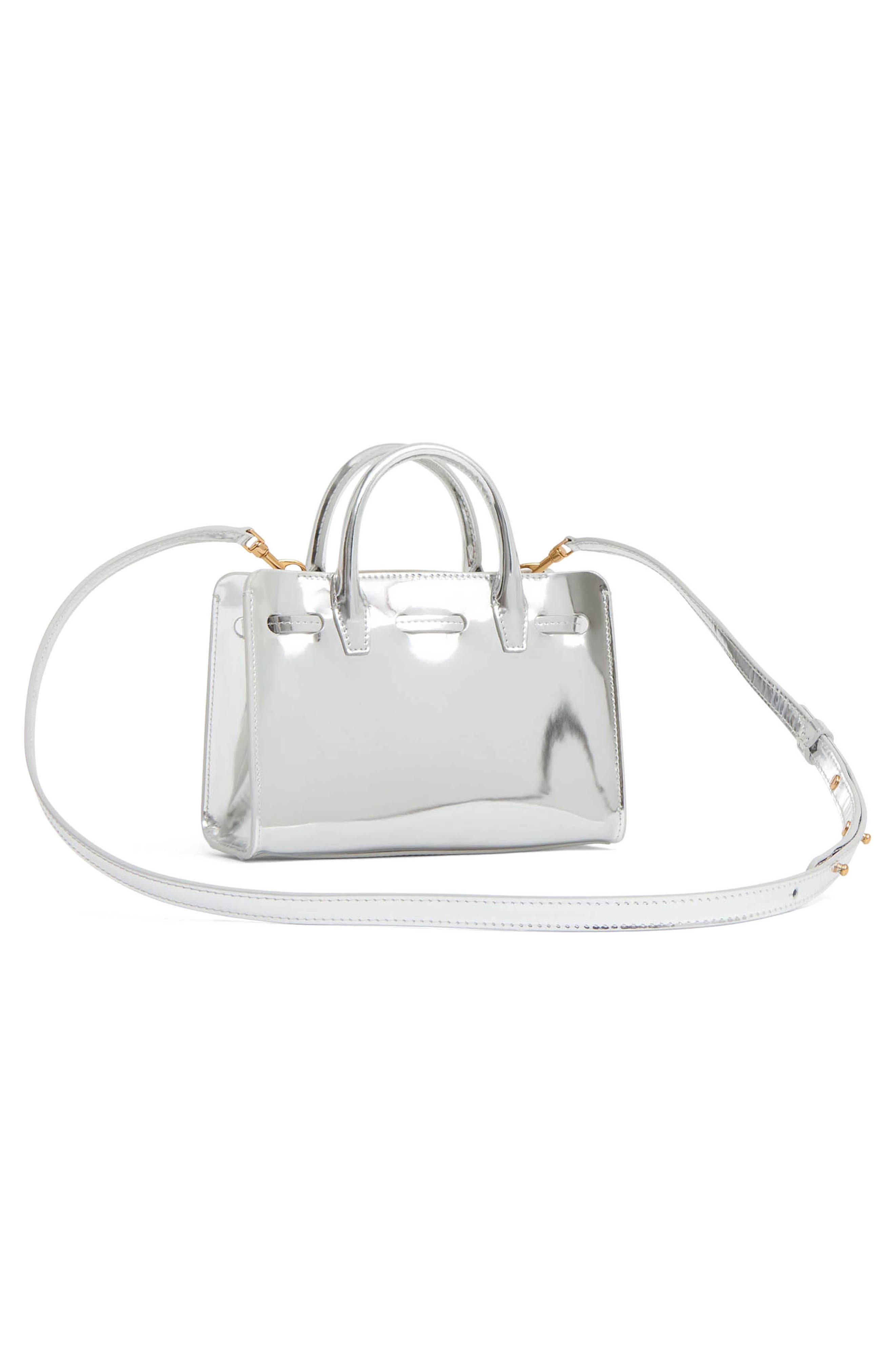 Mansur Gavriel Mini Sun Metallic Leather Tote in Silver at Nordstrom - 5