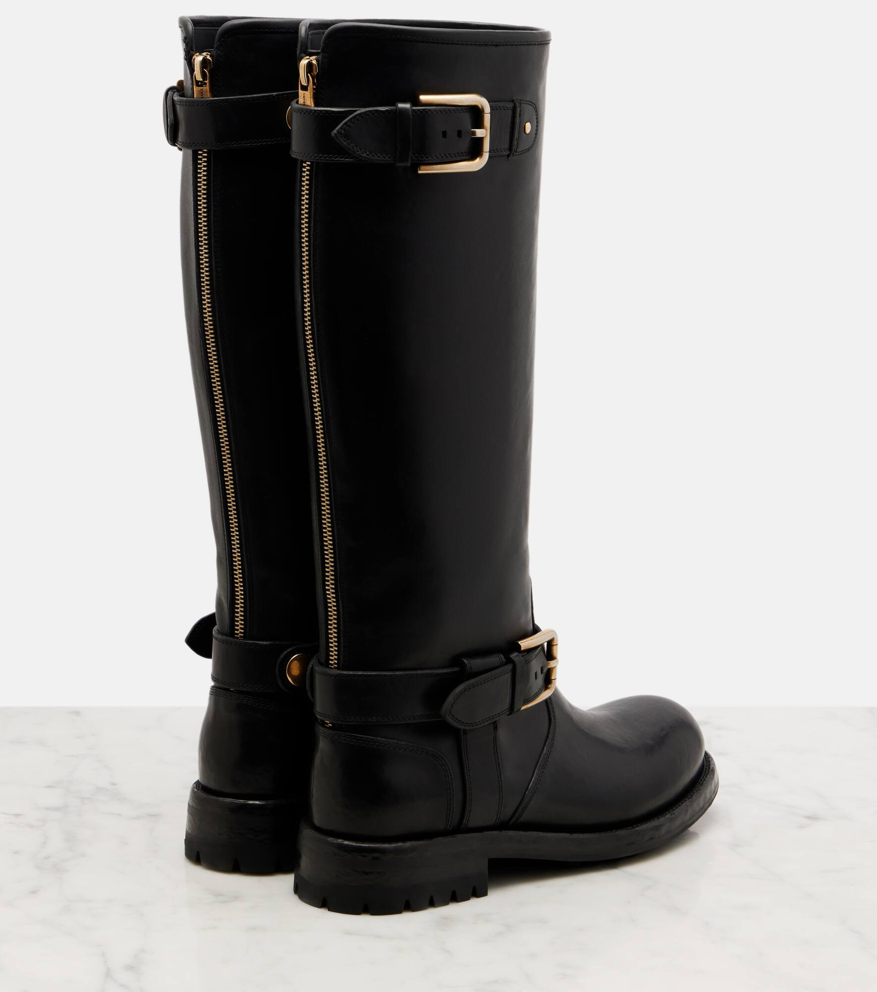 Leather biker boots - 2