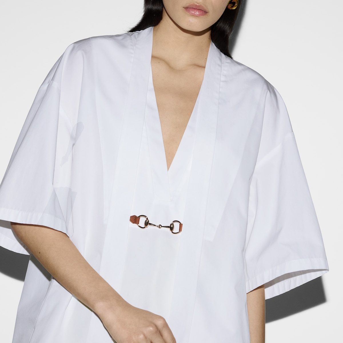 Cotton poplin dress with Horsebit - 5