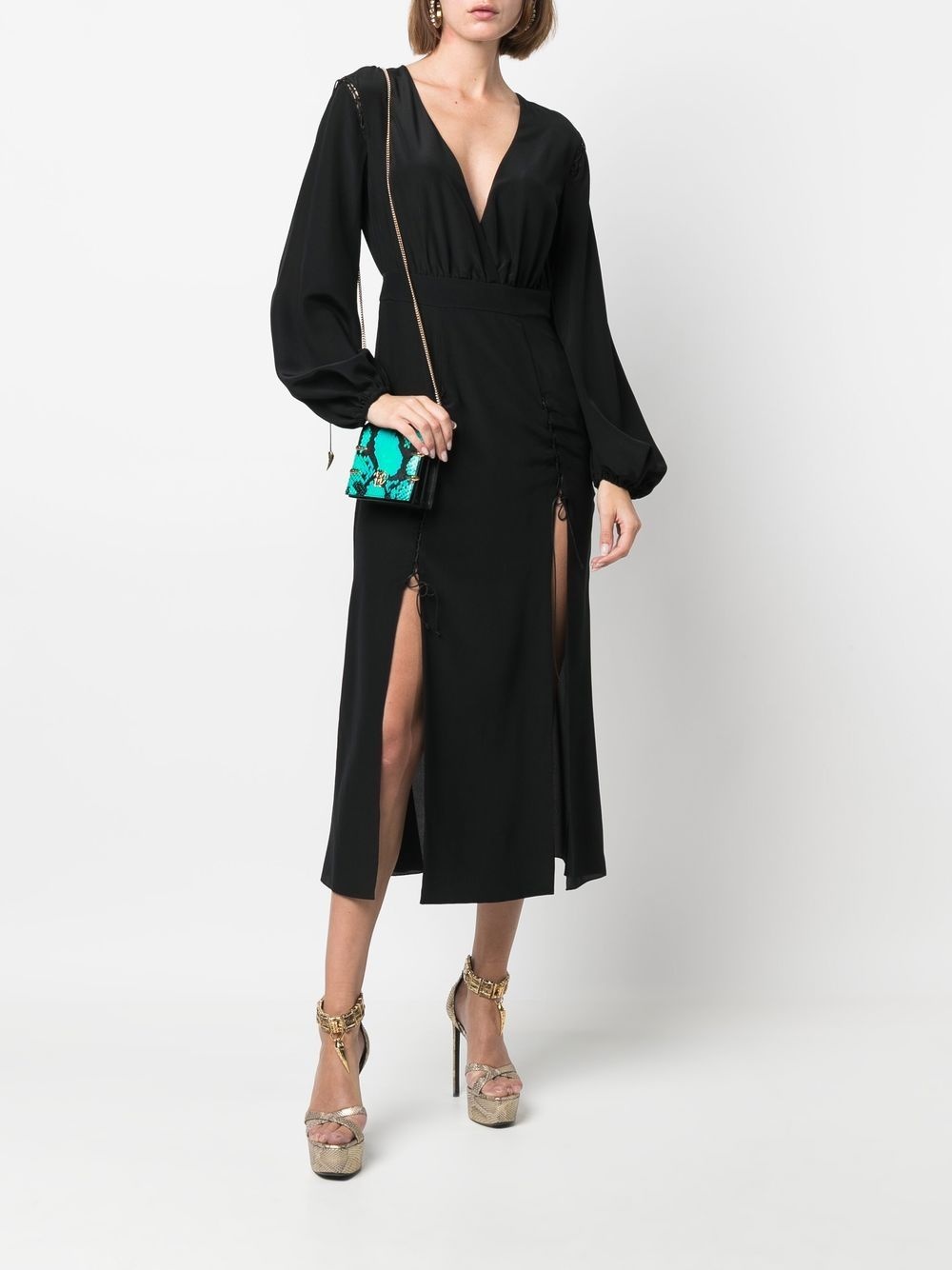 front-slit silk midi dress - 2