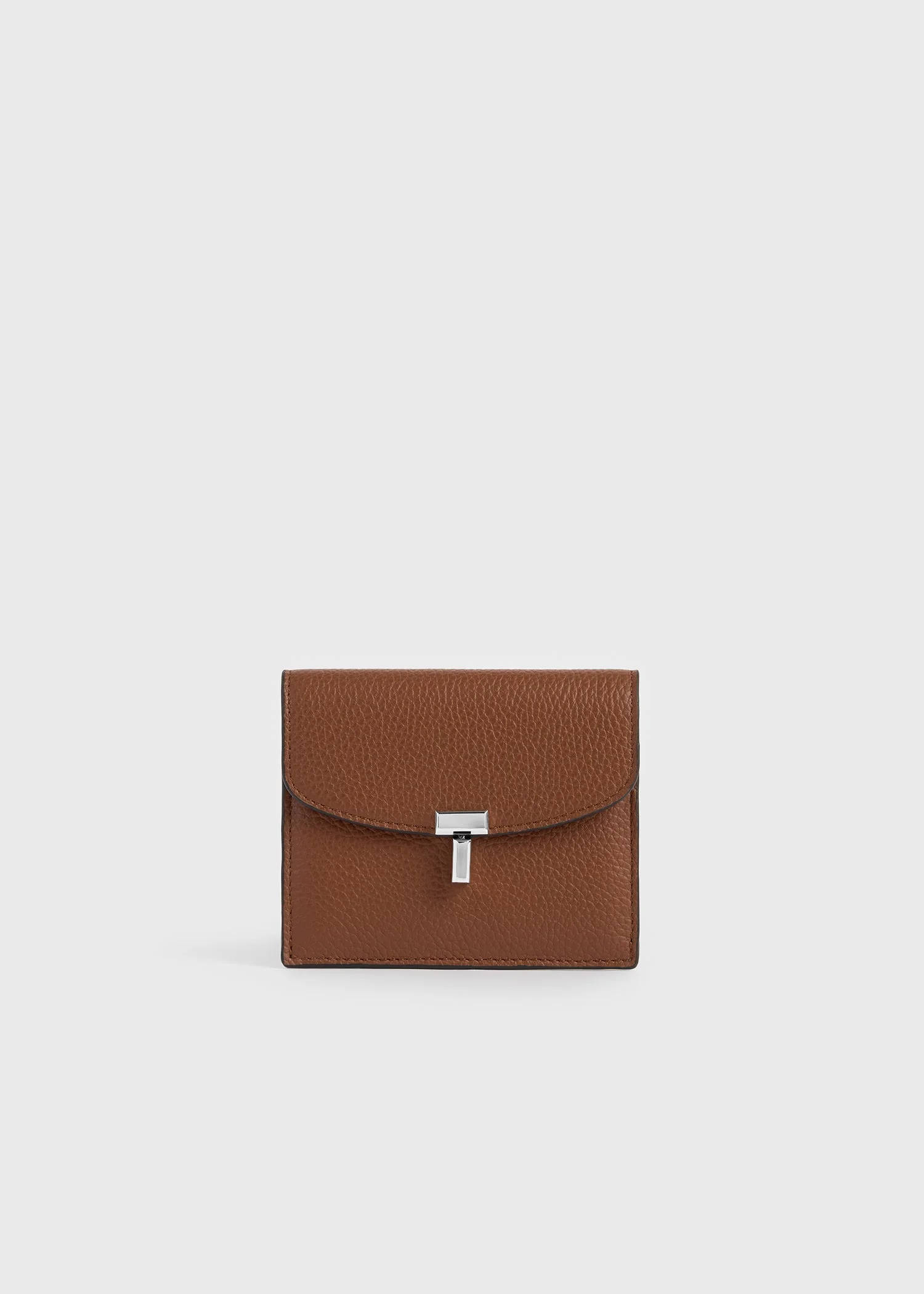 T-lock grained-leather cardholder sienna - 1