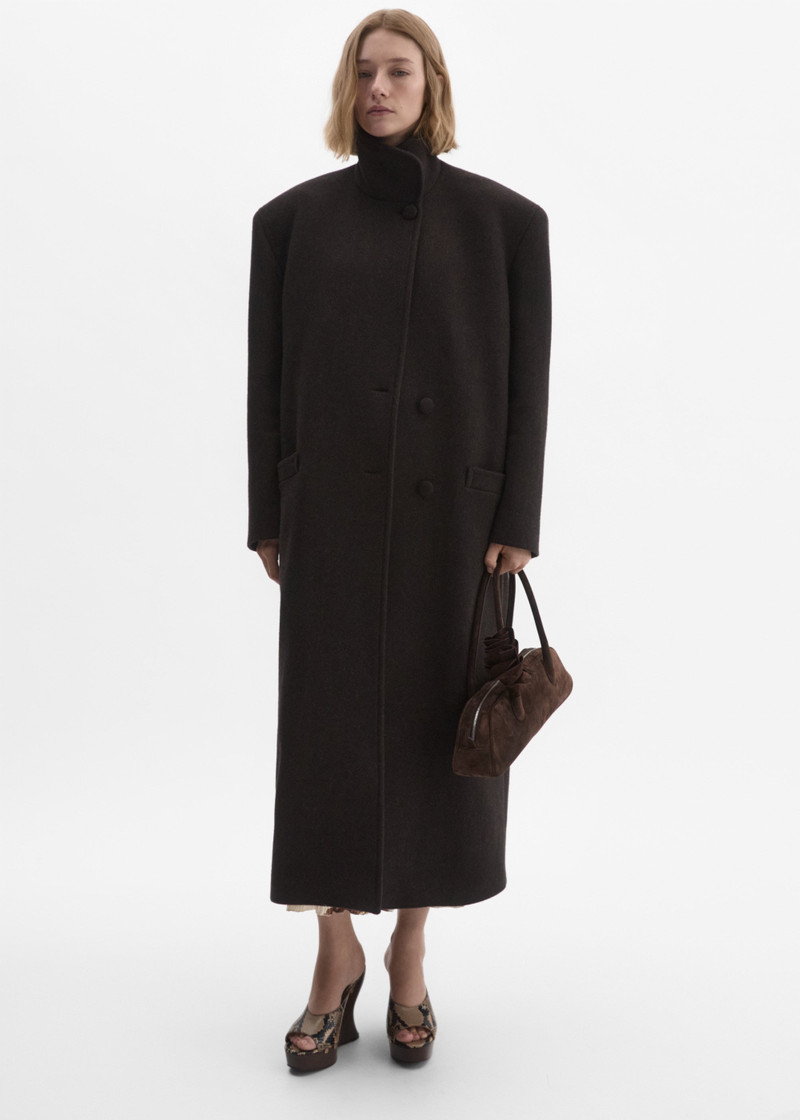 MAGDA BUTRYM Oversize cashmere coat with stand collar in brown outlook