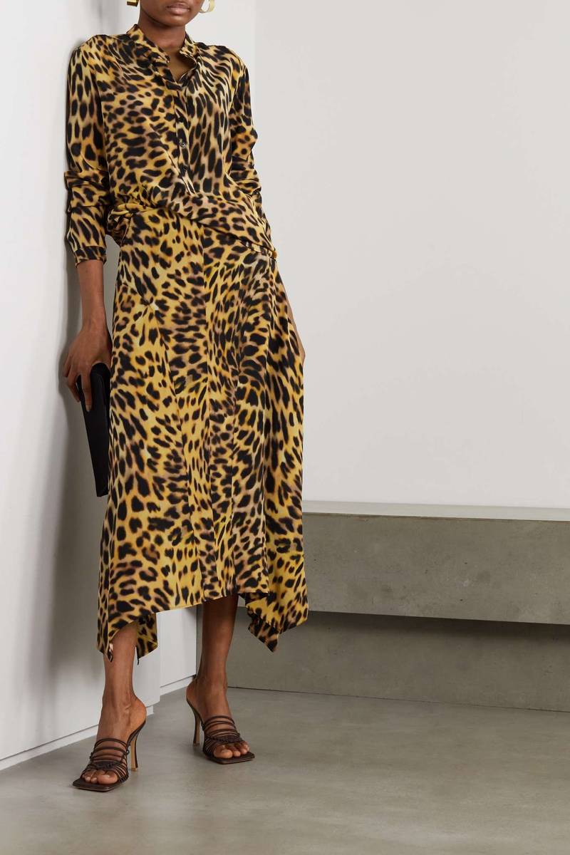 Stella McCartney Leopard-print silk crepe de chine shirt outlook