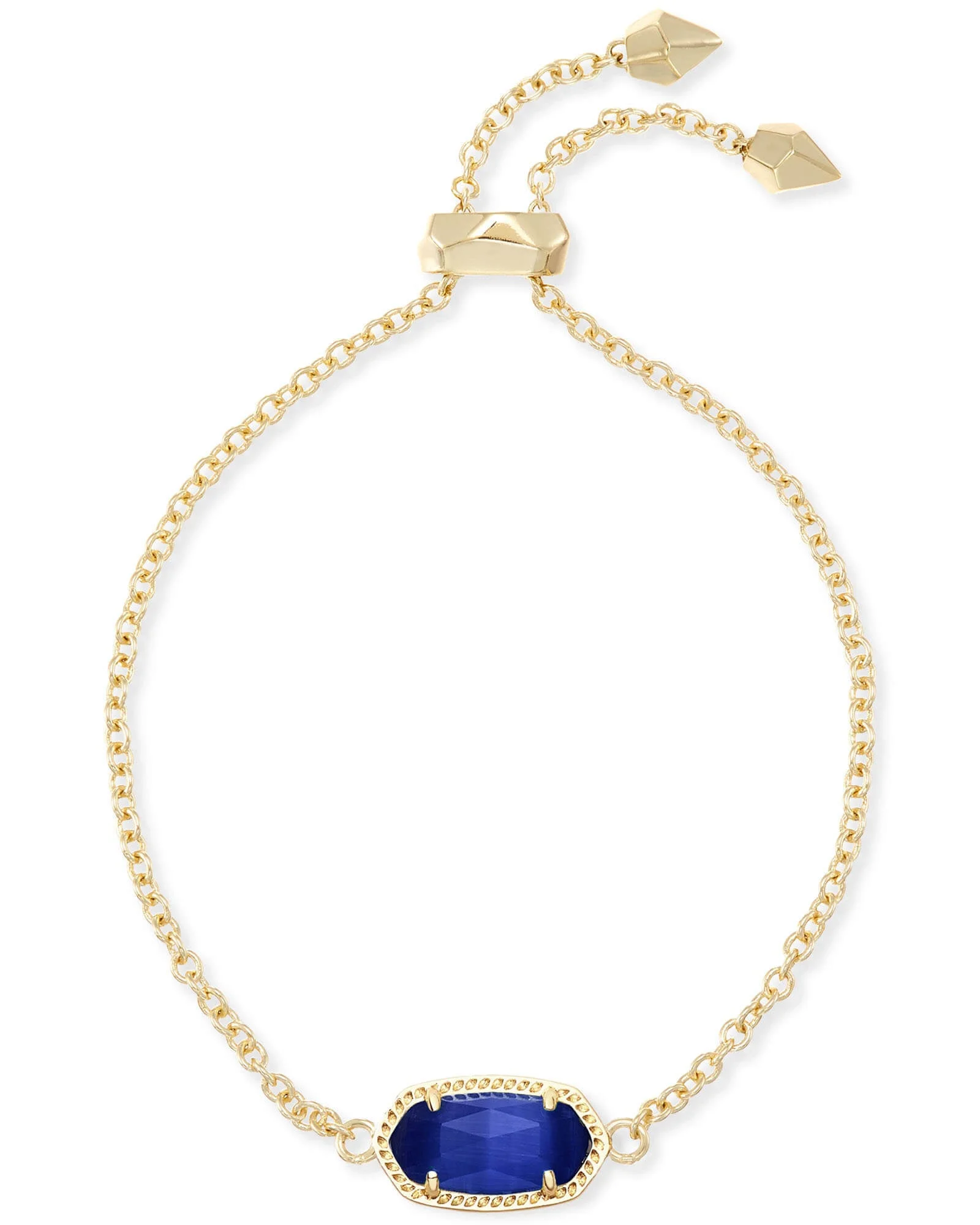 Elaina Gold Adjustable Chain Bracelet in Cobalt Cat’s Eye - 1