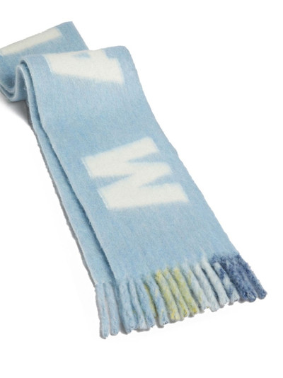 Marni intarsia-logo fringed scarf outlook