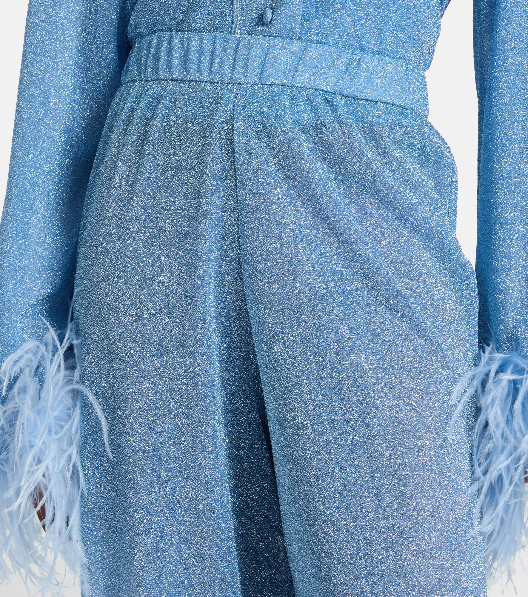 Lumière feather-trimmed wide-leg pants - 4