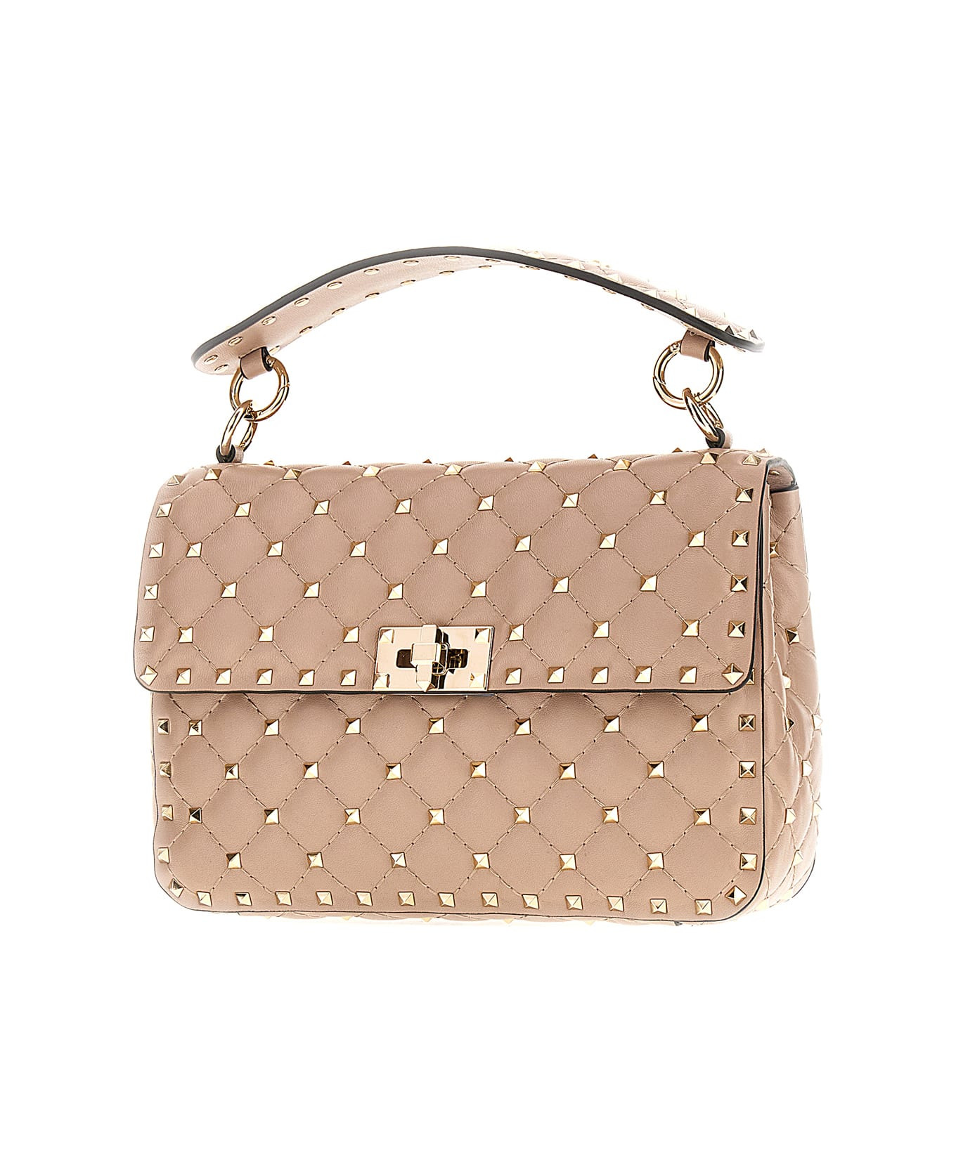Antique Pink Nappa Leather Medium Rockstud Spike Handbag - 2