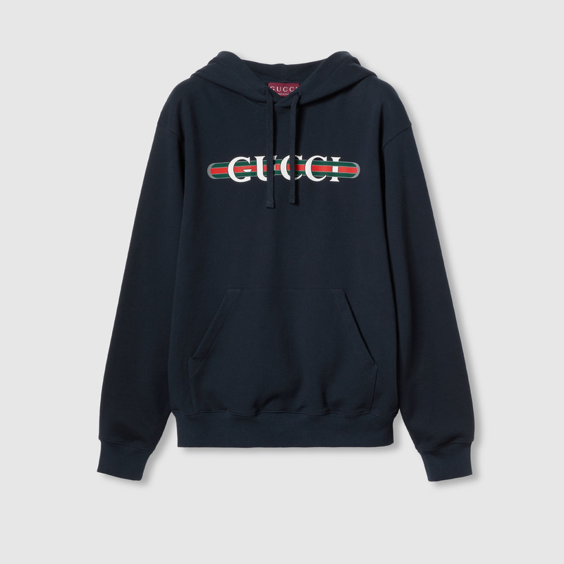 Printed cotton jersey hooded sweatshirt 1