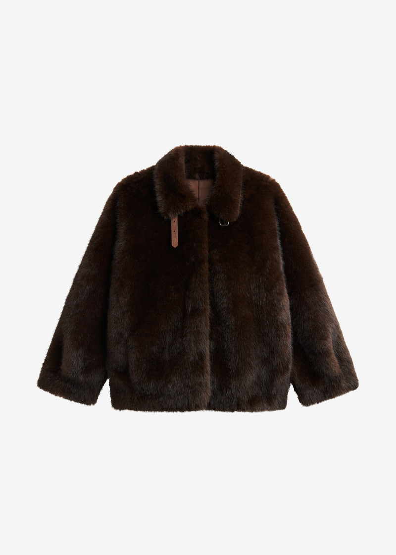 Senja Faux Fur Jacket - Dark Brown 1