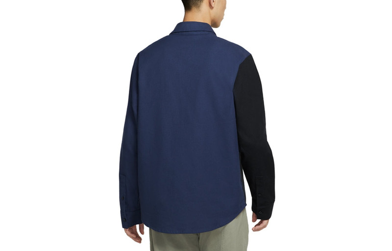 Nike Nike SB Skateboard flannel Skateboard Splicing Long Sleeves Shirt Navy Blue DA4168-410 outlook