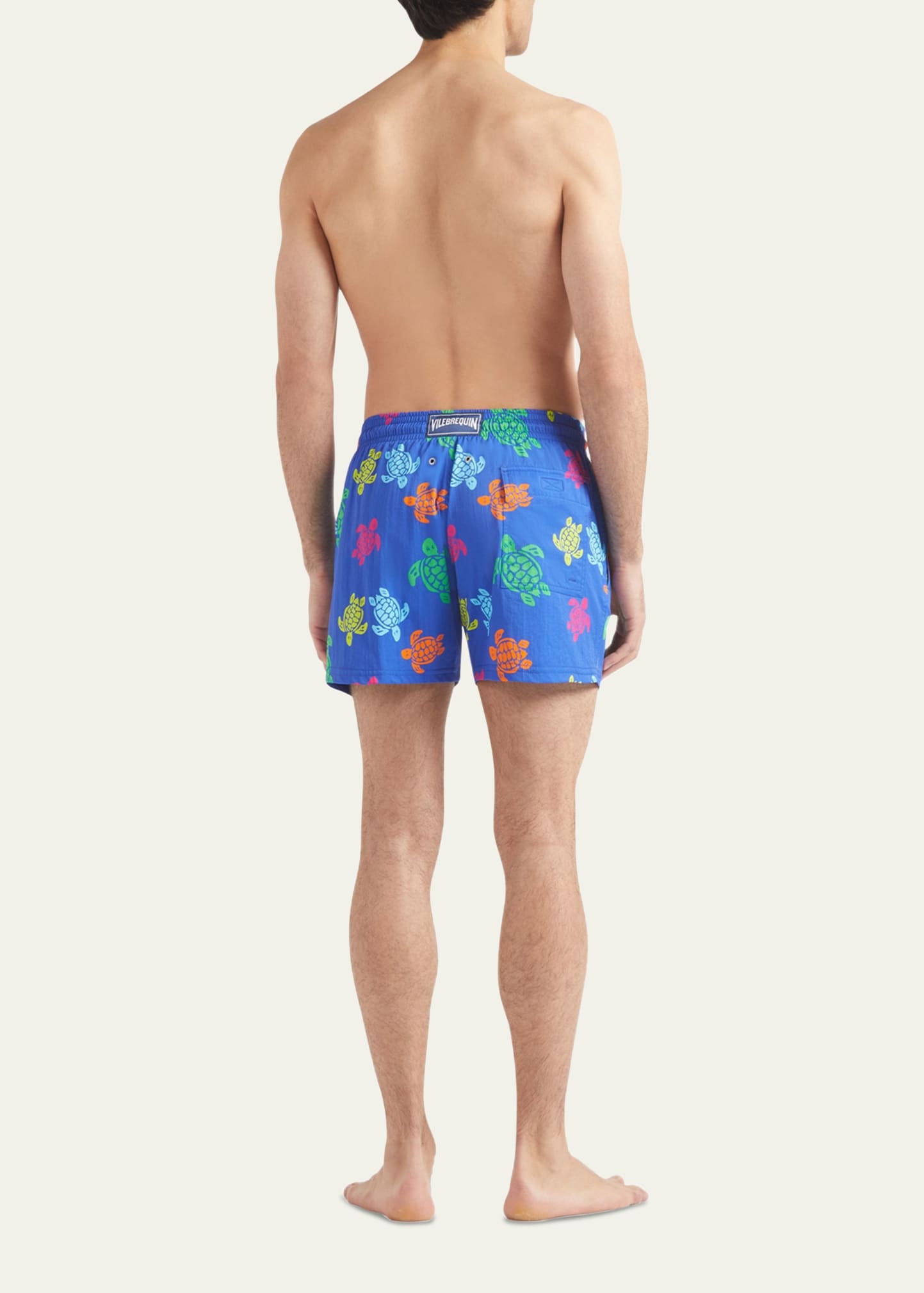 Men Stretch Multicolor Turtle Swim Trunks - 3
