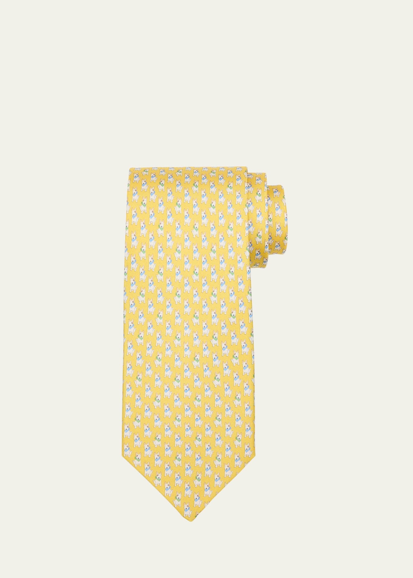 Men's Terrier-Print Silk Tie - 1