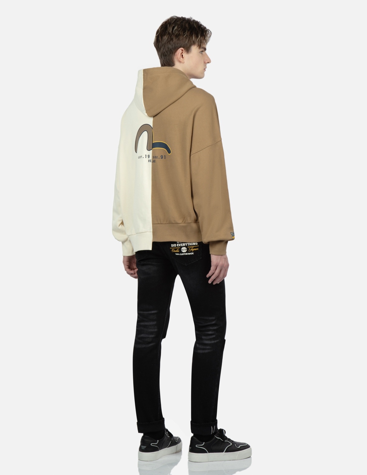 ASYMMETRIC TWO-TONE HOODED SWEATSHIRT - 4