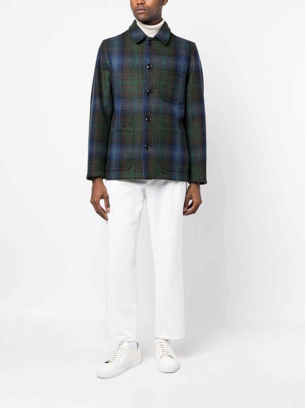 plaid virgin-wool shirt jacket - 2